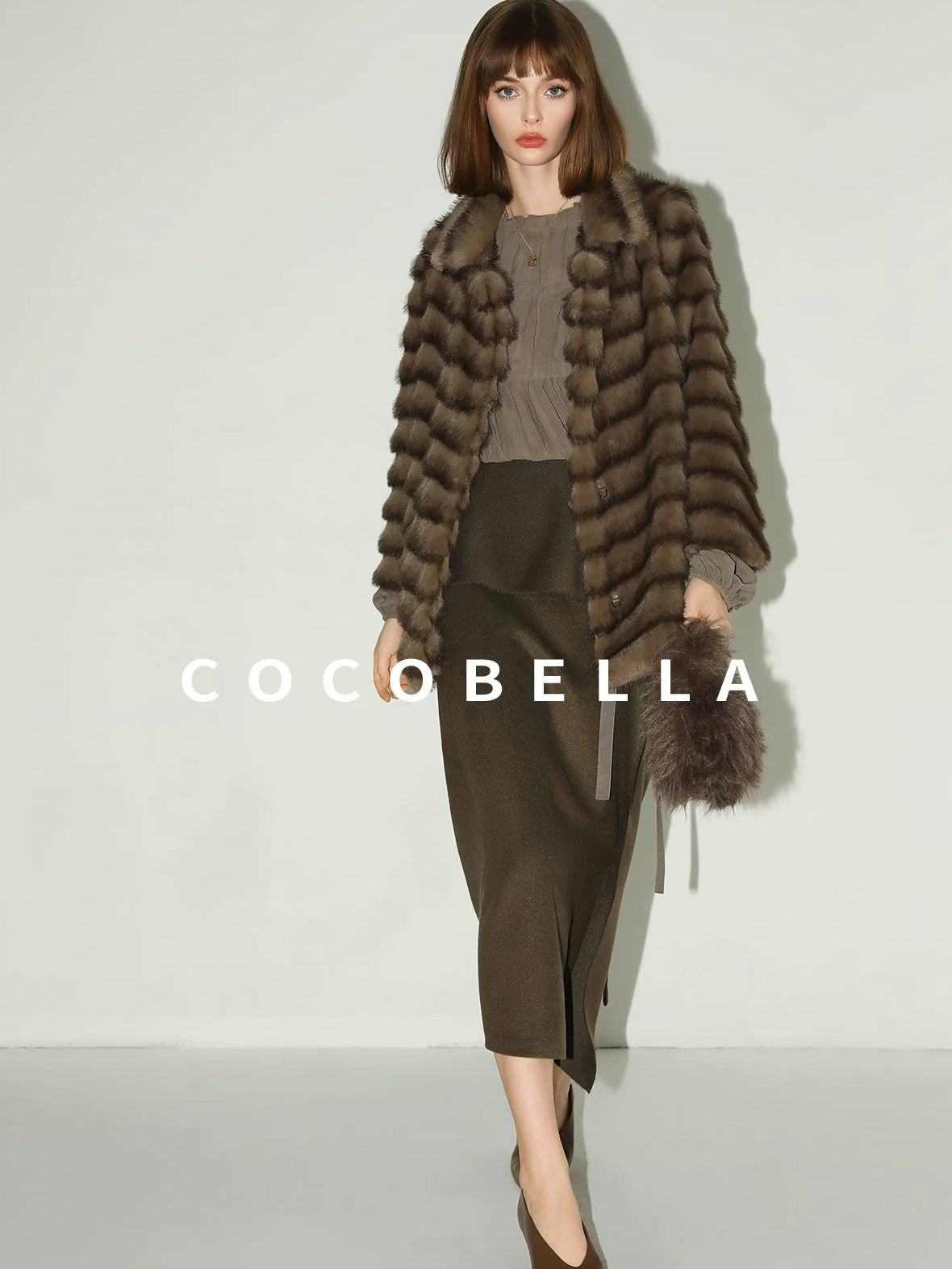 COCOBELLA High Waist Ruffle Hem Office Straight Pencil H Line Women Workwear Midi Skirts