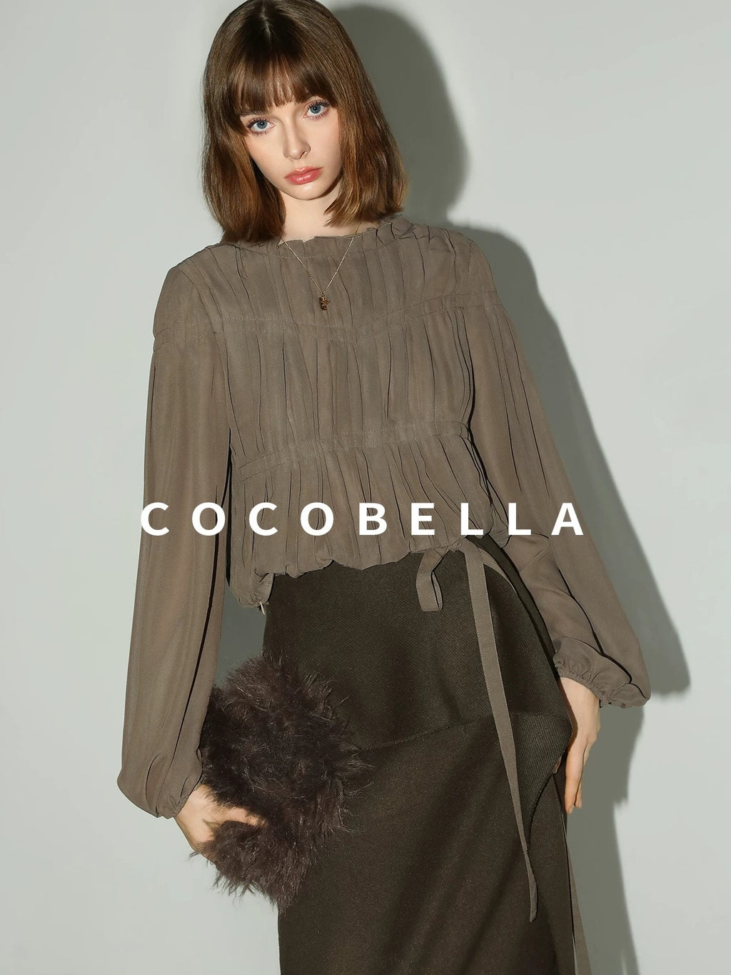 COCOBELLA High Waist Ruffle Hem Office Straight Pencil H Line Women Workwear Midi Skirts