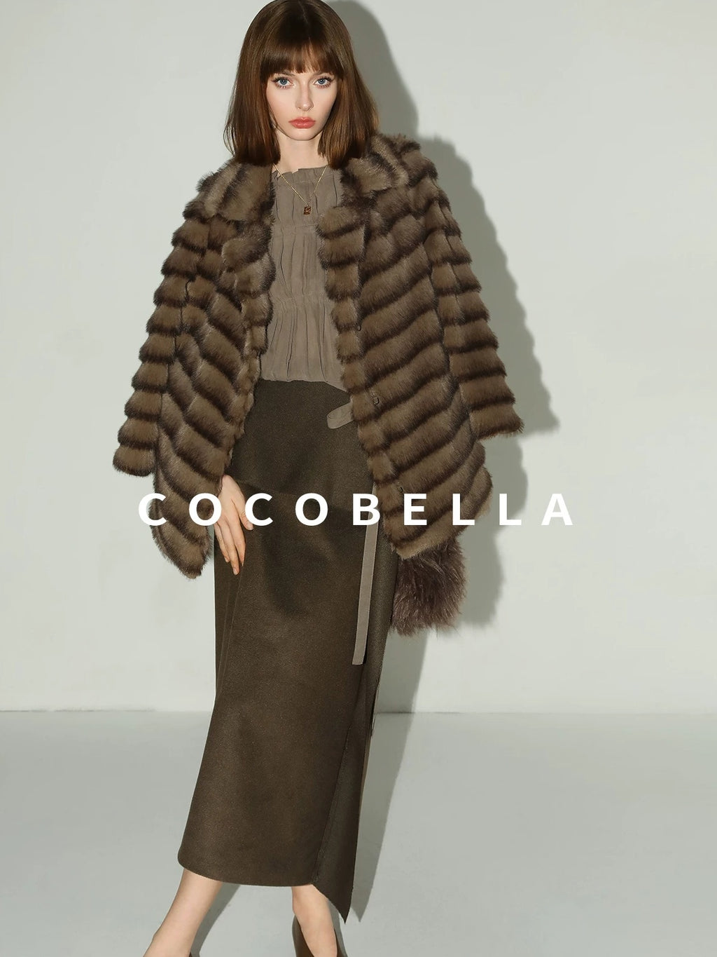 COCOBELLA High Waist Ruffle Hem Office Straight Pencil H Line Women Workwear Midi Skirts