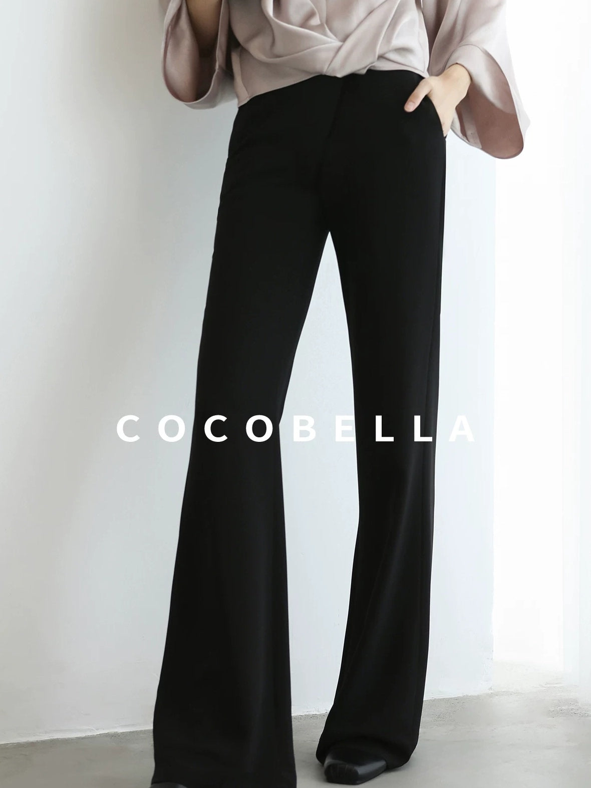 COCOBELLA High Waist Sleek Micro Flare Office Ol Tailored Black Women Pants