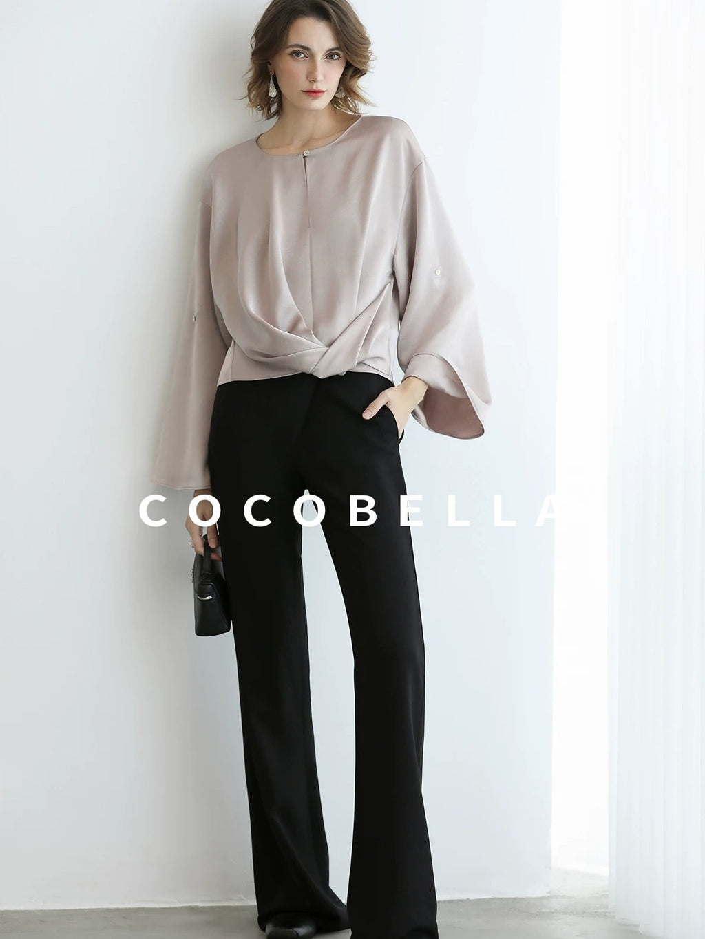 COCOBELLA High Waist Sleek Micro Flare Office Ol Tailored Black Women Pants