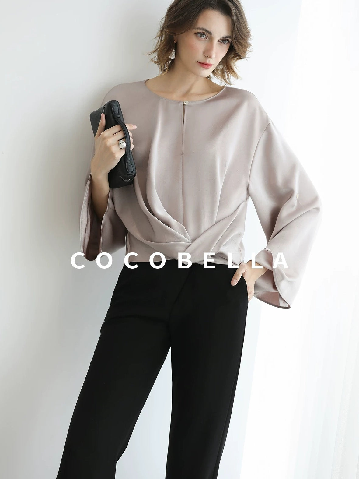 COCOBELLA High Waist Sleek Micro Flare Office Ol Tailored Black Women Pants