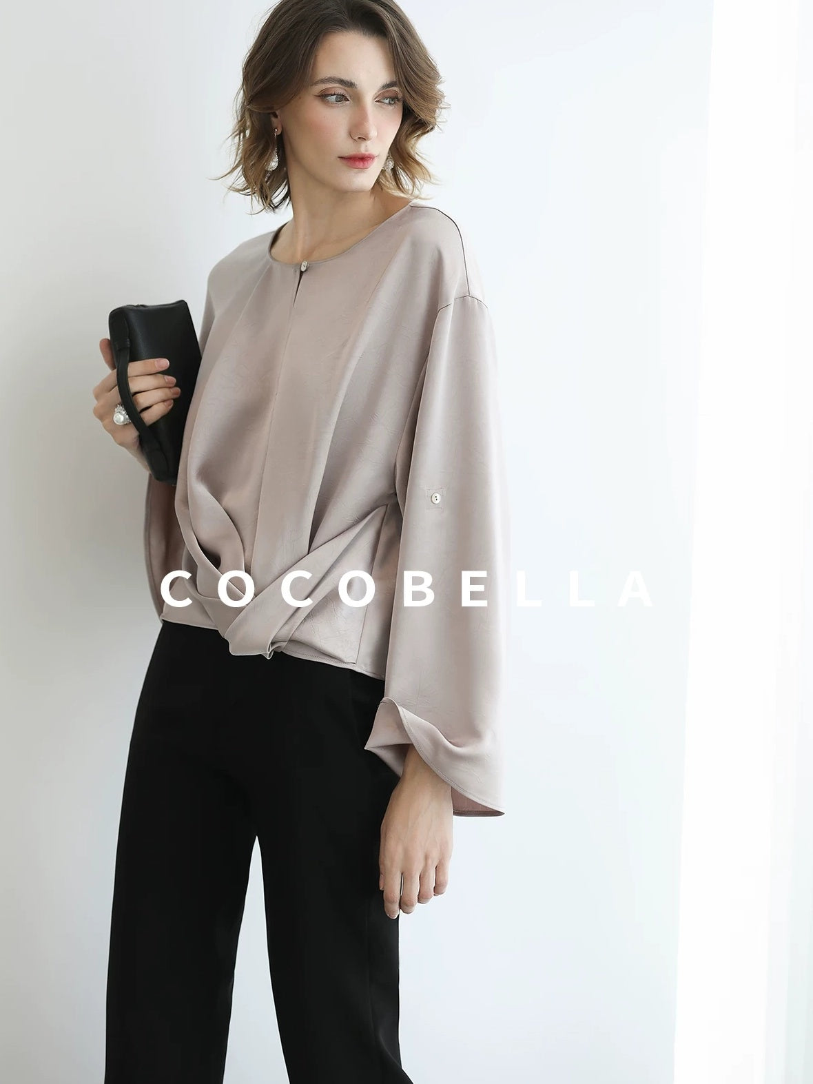 COCOBELLA High Waist Sleek Micro Flare Office Ol Tailored Black Women Pants