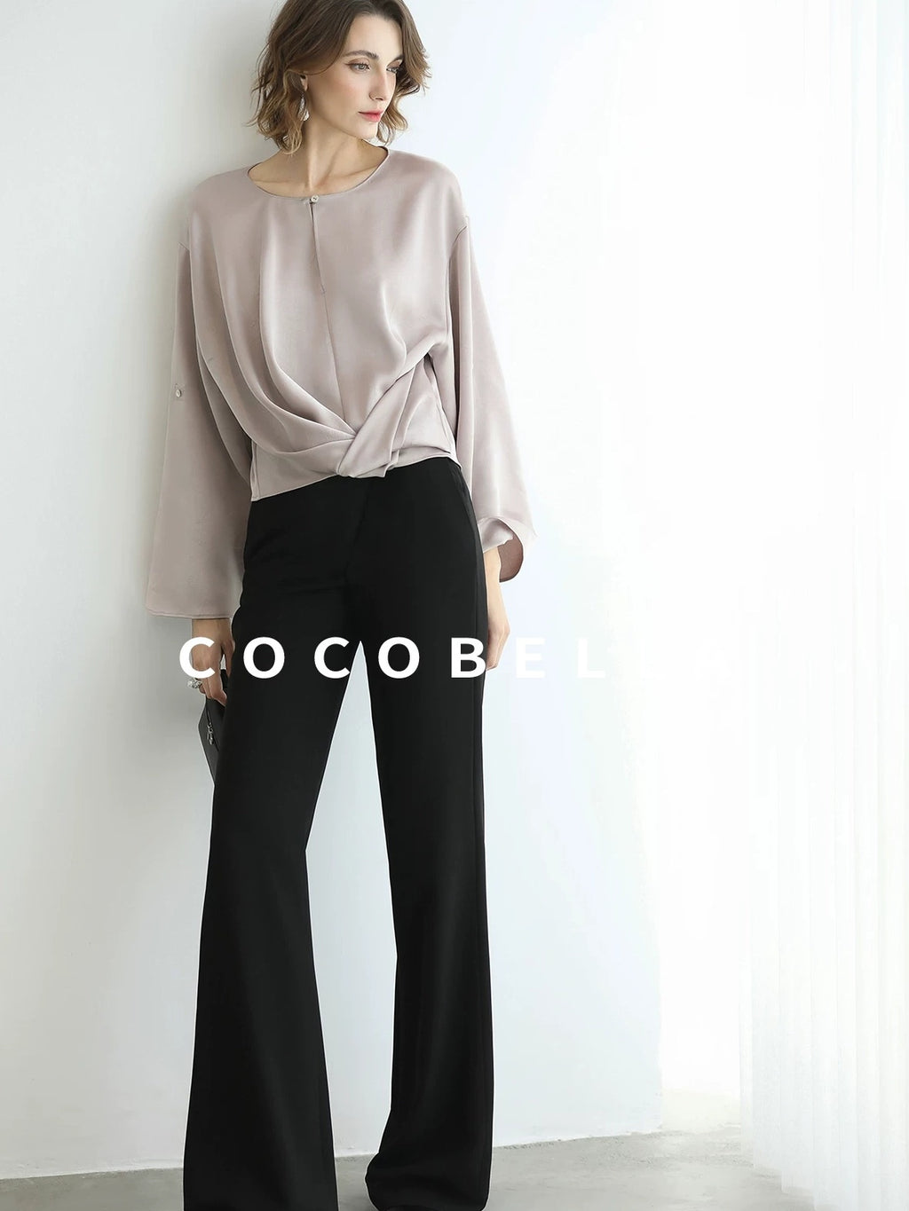 COCOBELLA High Waist Sleek Micro Flare Office Ol Tailored Black Women Pants