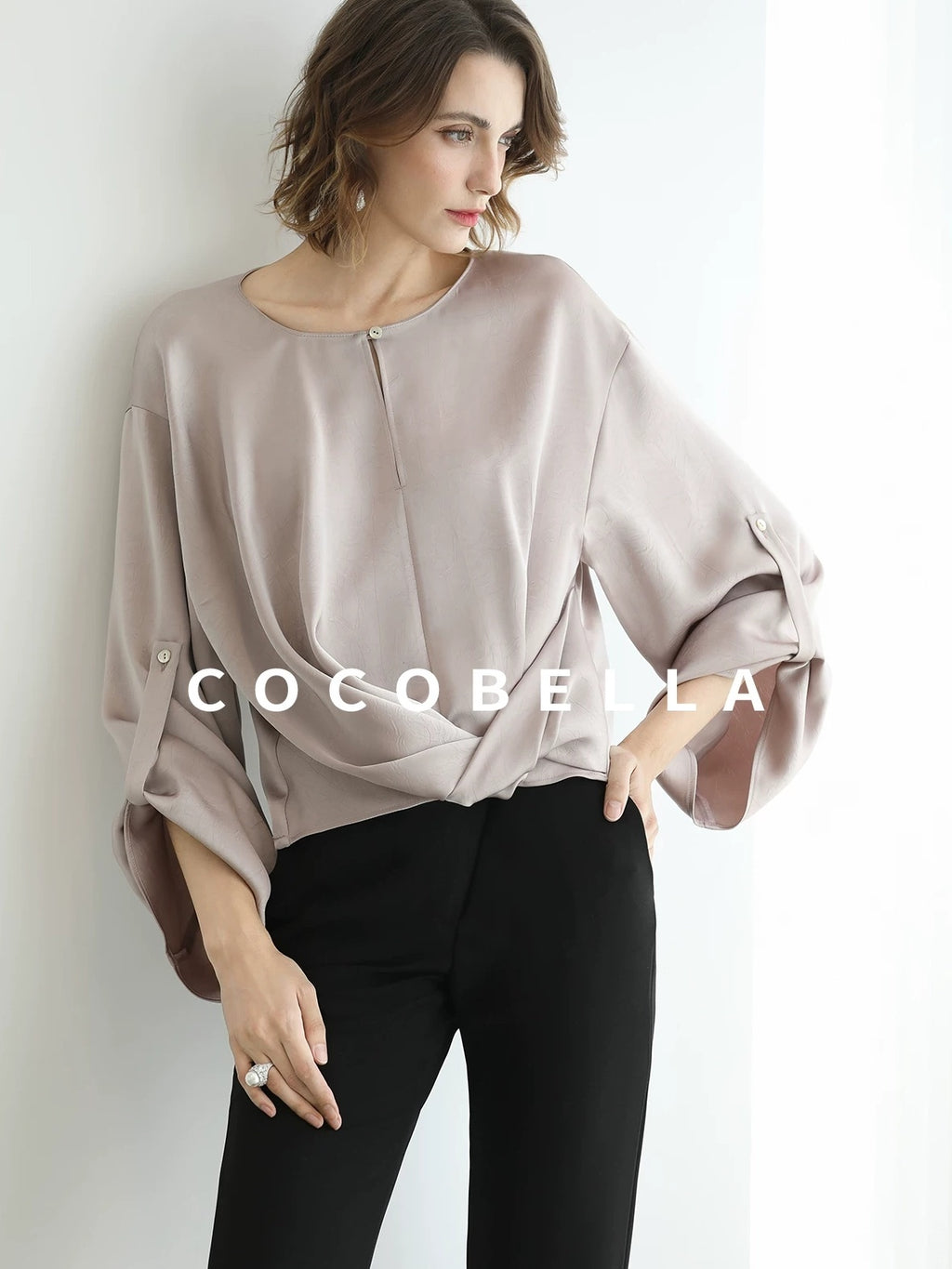 COCOBELLA High Waist Sleek Micro Flare Office Ol Tailored Black Women Pants