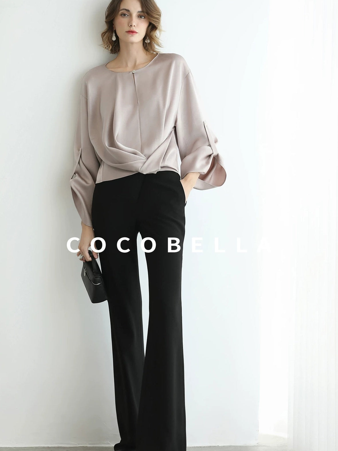 COCOBELLA High Waist Sleek Micro Flare Office Ol Tailored Black Women Pants