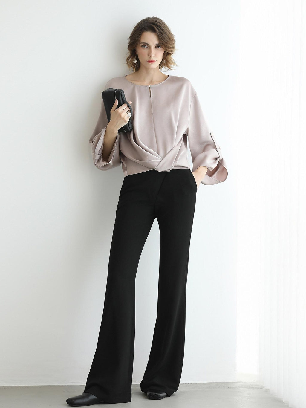 COCOBELLA High Waist Sleek Micro Flare Office Ol Tailored Black Women Pants