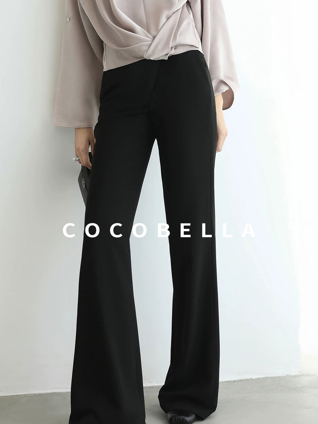 COCOBELLA High Waist Sleek Micro Flare Office Ol Tailored Black Women Pants