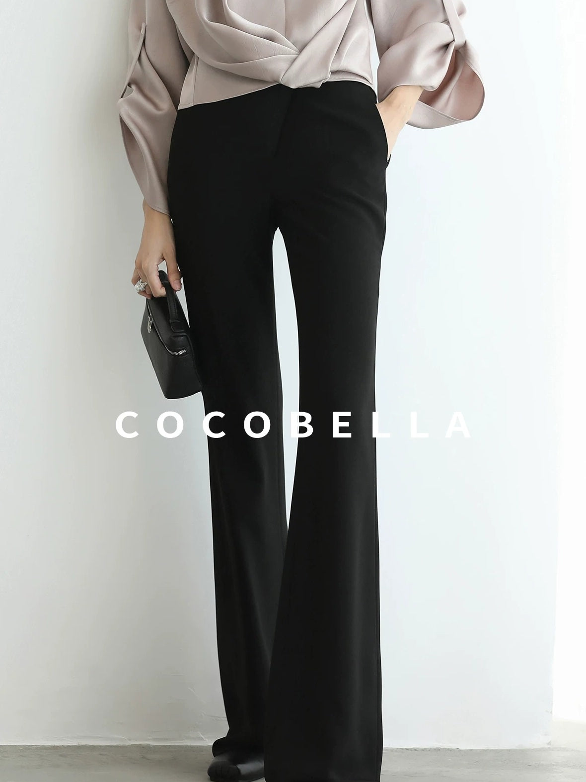 COCOBELLA High Waist Sleek Micro Flare Office Ol Tailored Black Women Pants
