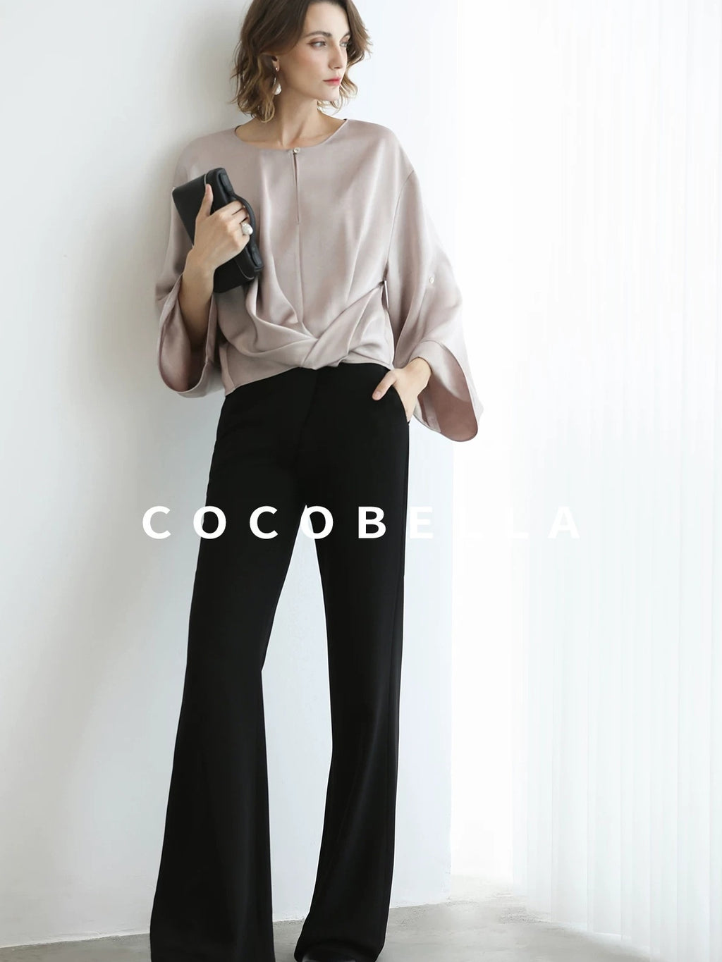 COCOBELLA High Waist Sleek Micro Flare Office Ol Tailored Black Women Pants