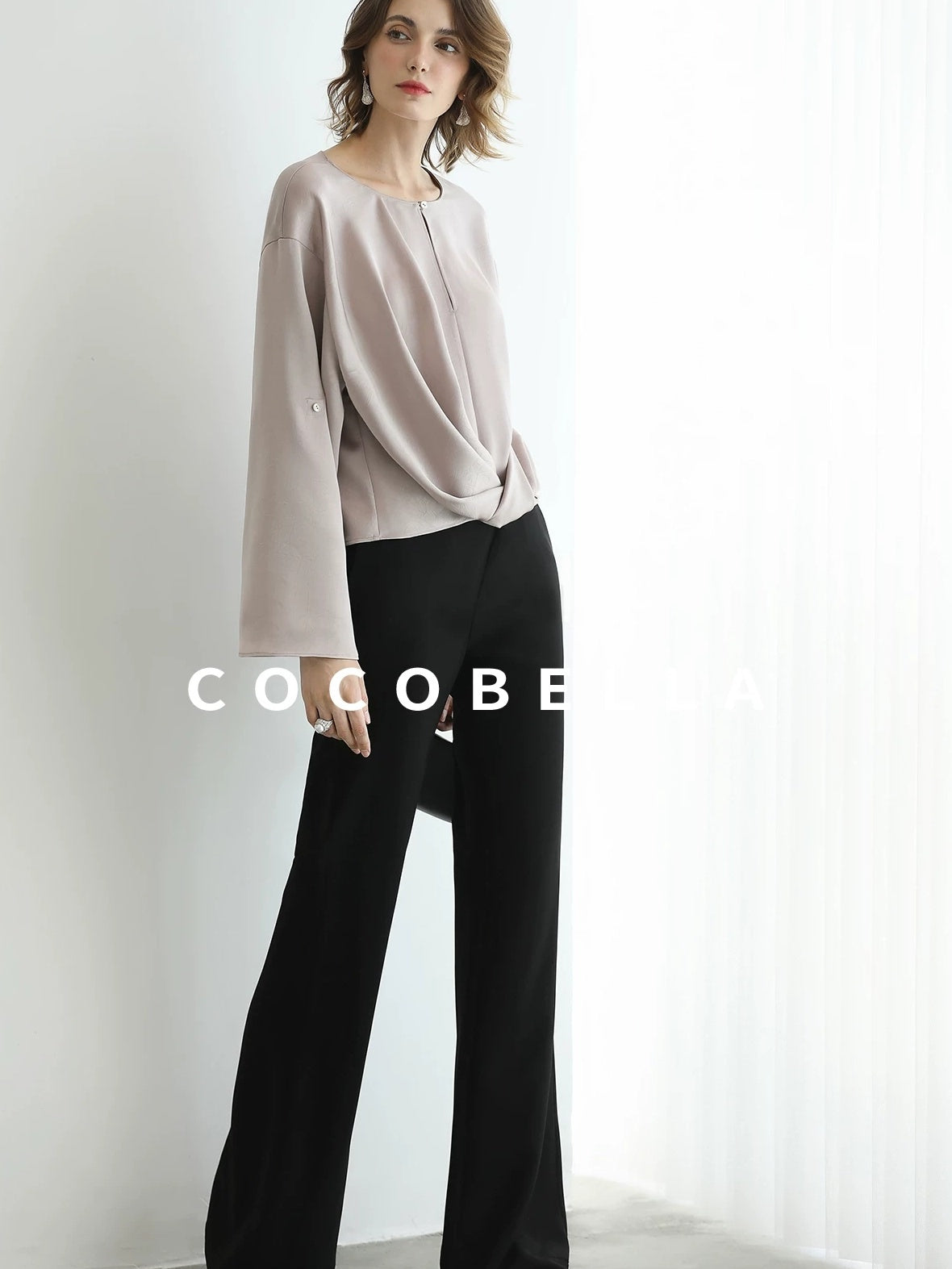 COCOBELLA High Waist Sleek Micro Flare Office Ol Tailored Black Women Pants