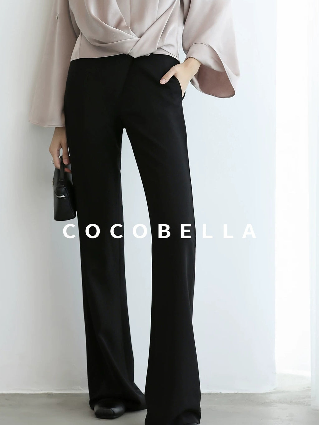 COCOBELLA High Waist Sleek Micro Flare Office Ol Tailored Black Women Pants