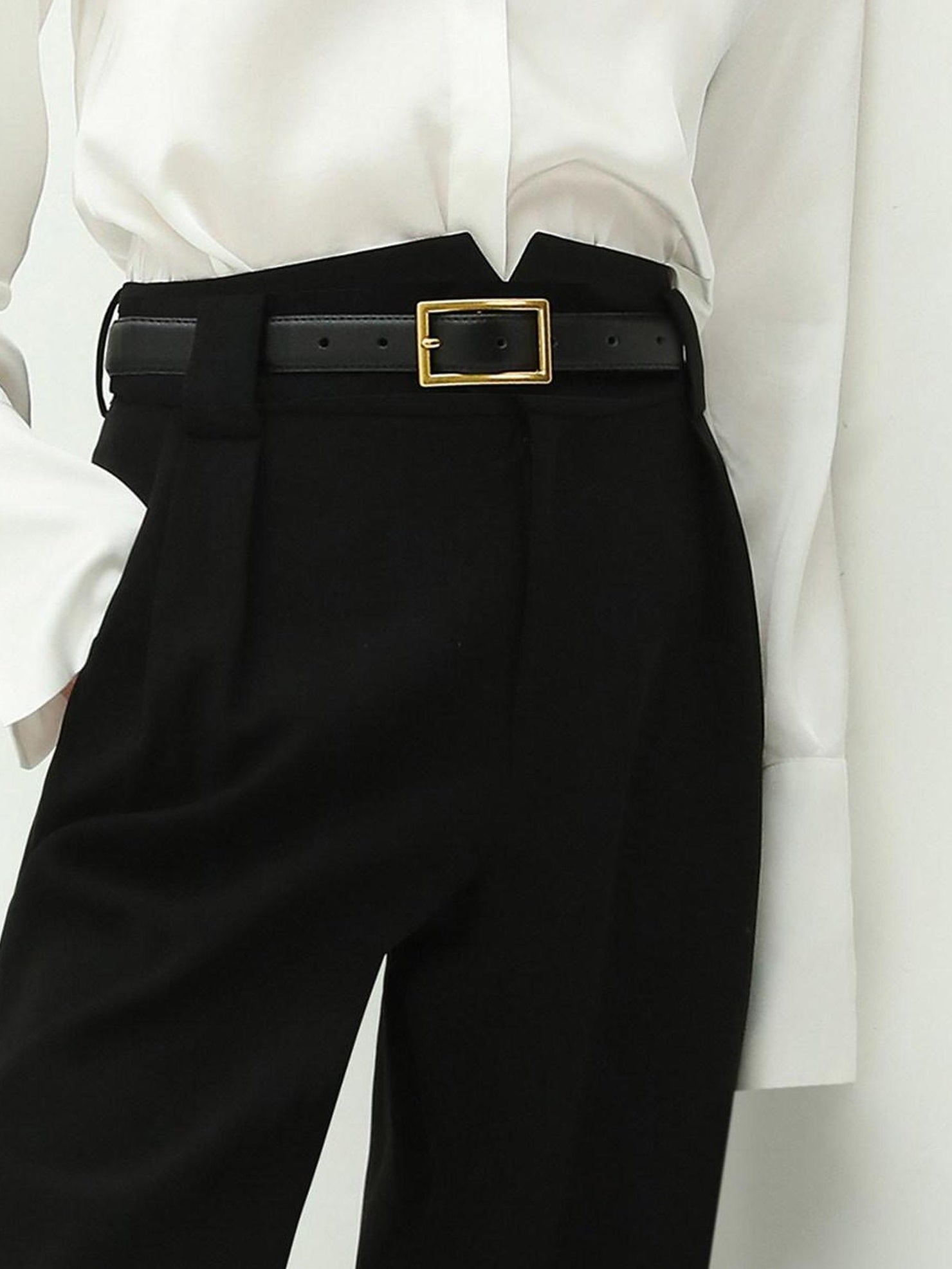 COCOBELLA High Waist Stretch Pocket Straight Tapered Office Workwear Women Black Pants