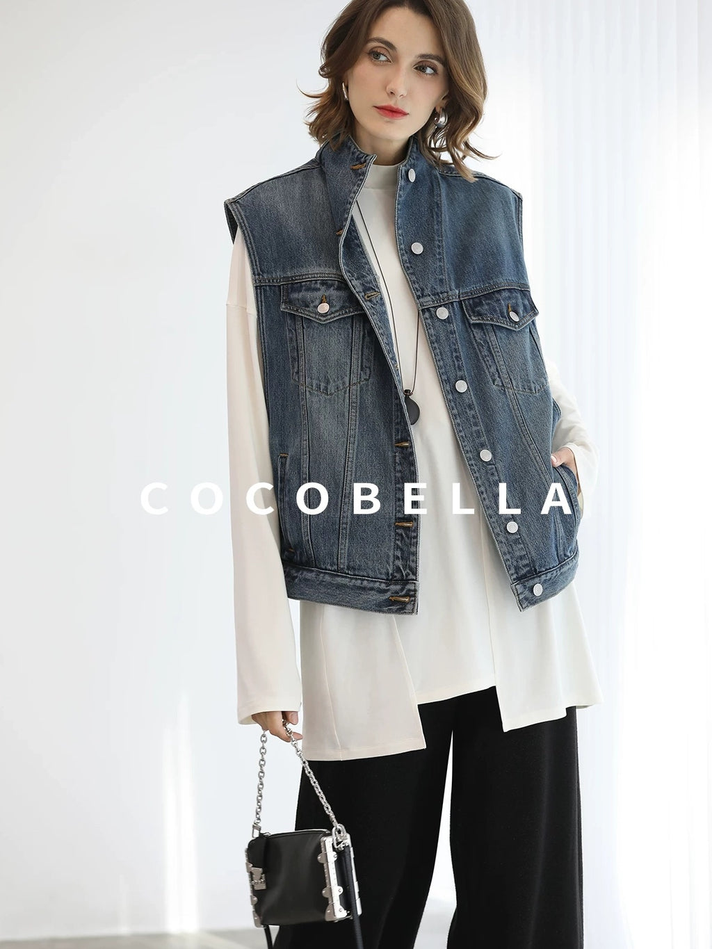 COCOBELLA High Waist Wide Leg Knit Elastic Waist Casual Loose Solid Color Women Pants