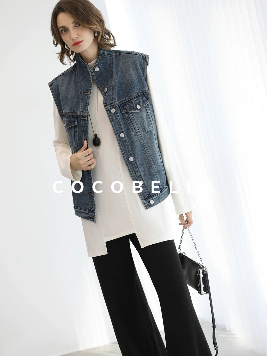 COCOBELLA High Waist Wide Leg Knit Elastic Waist Casual Loose Solid Color Women Pants