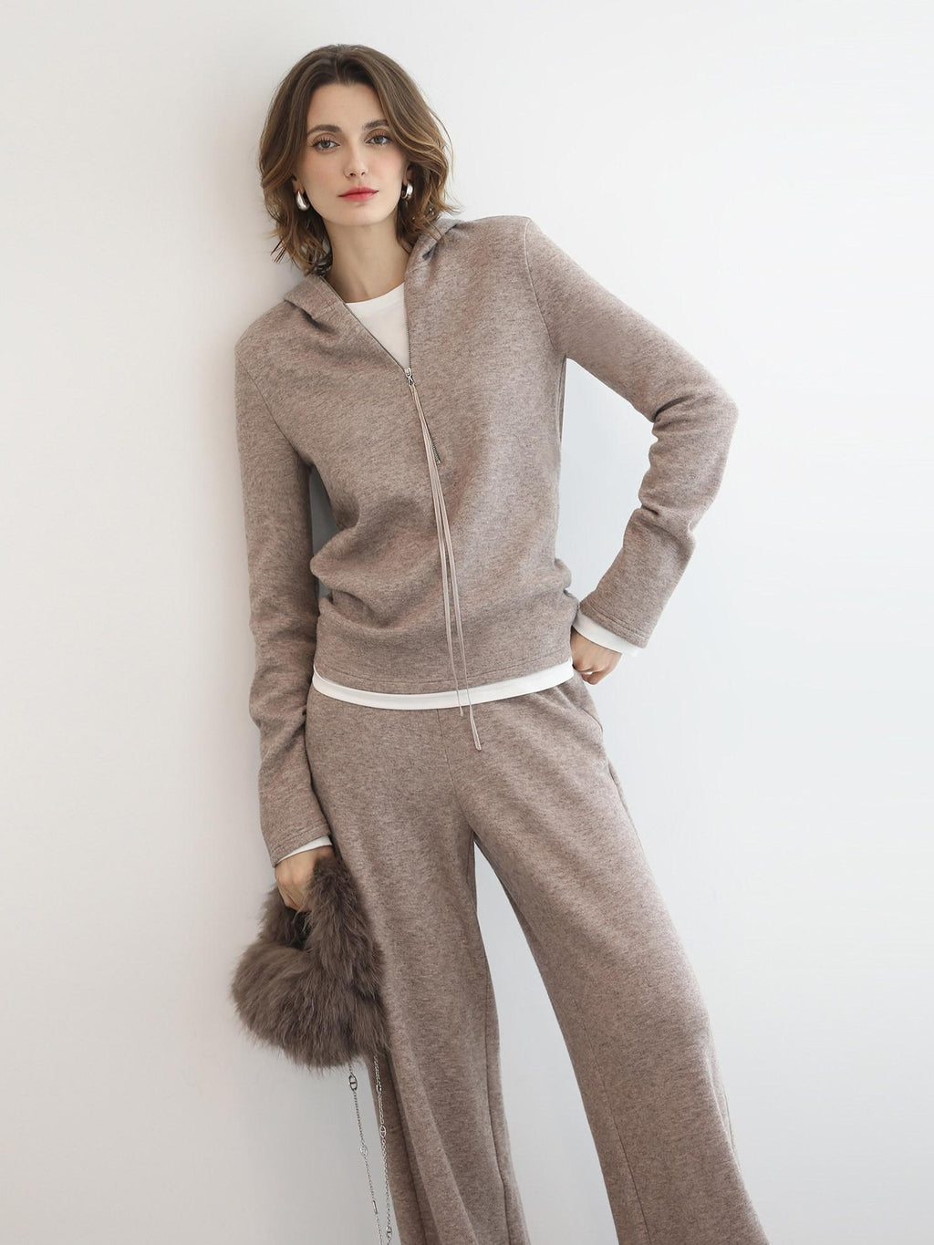 COCOBELLA High Waist Wide Leg Knit Loose Casual Women Viscose Polyester Nylon Blend Pants