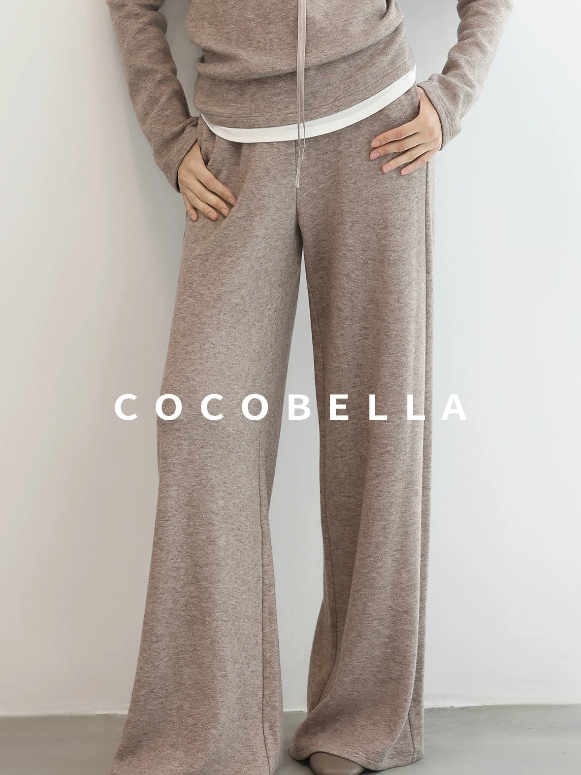 COCOBELLA High Waist Wide Leg Knit Loose Casual Women Viscose Polyester Nylon Blend Pants