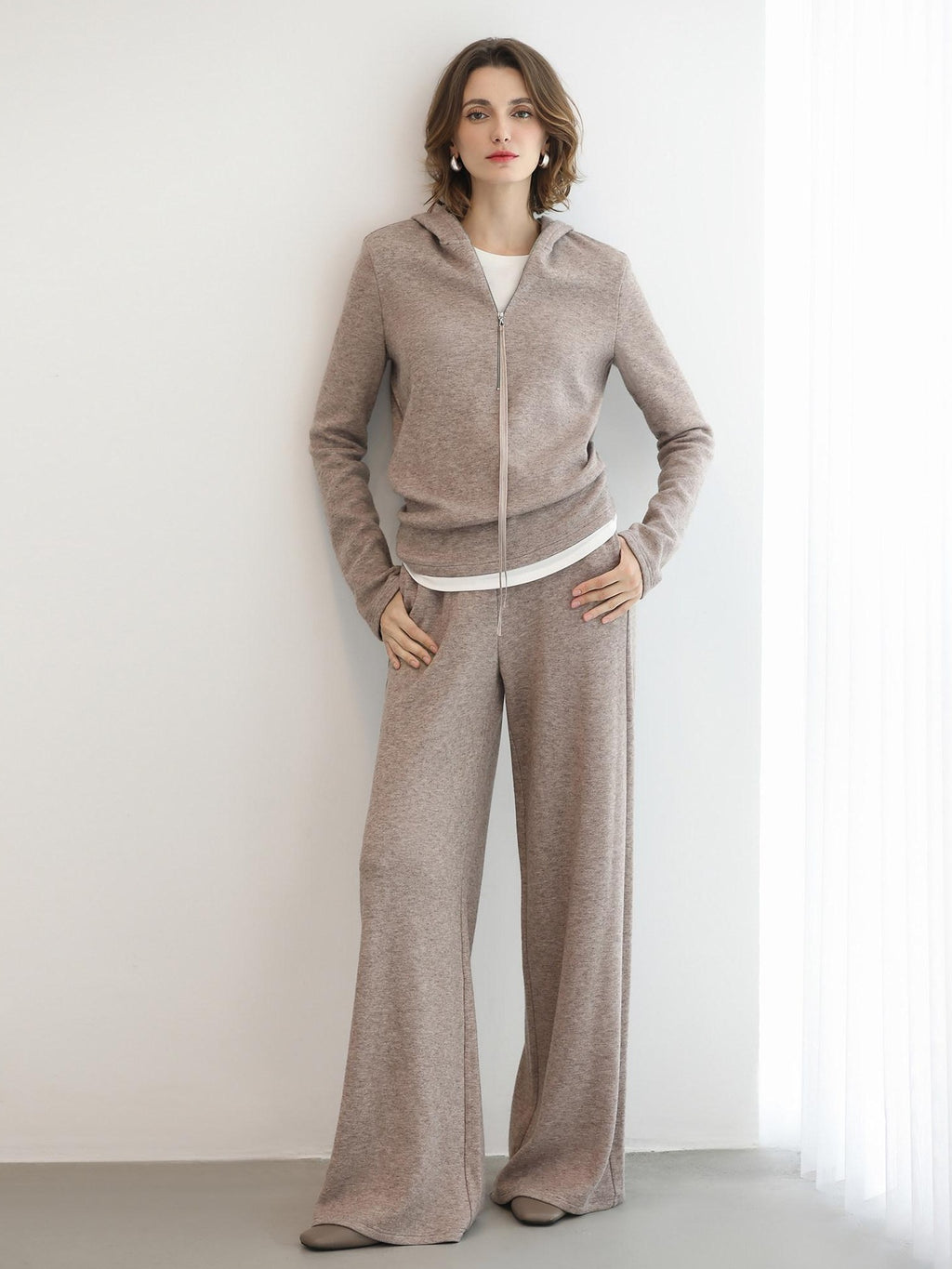 COCOBELLA High Waist Wide Leg Knit Loose Casual Women Viscose Polyester Nylon Blend Pants