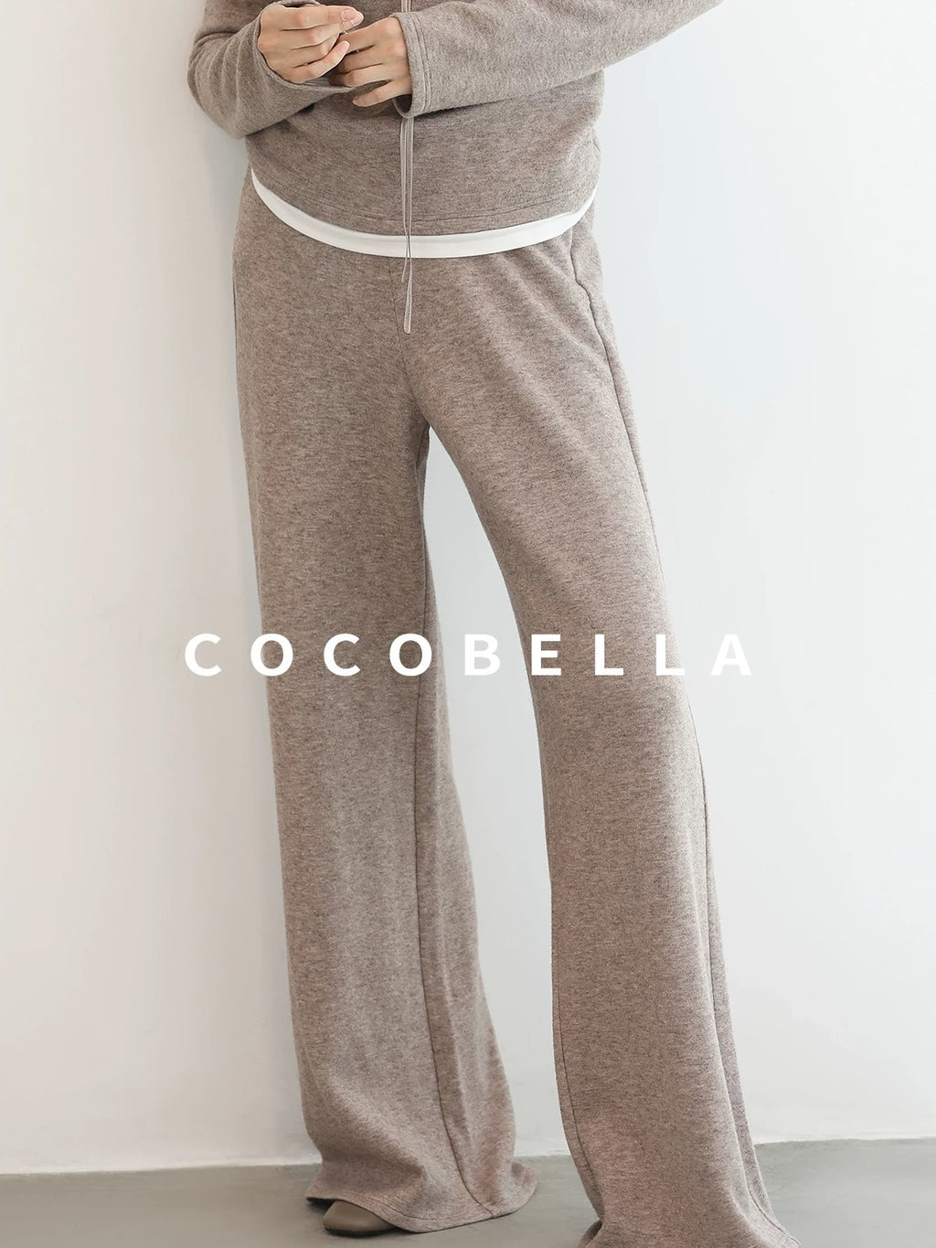 COCOBELLA High Waist Wide Leg Knit Loose Casual Women Viscose Polyester Nylon Blend Pants