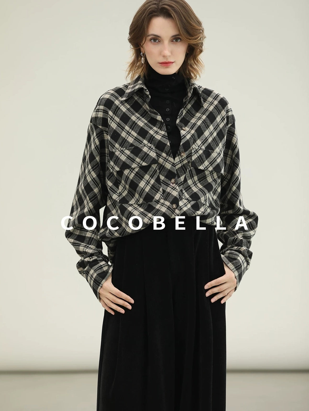 COCOBELLA High Waist Wide Leg Tailored Button Zipper Minimalist Office Work Pockets Pants