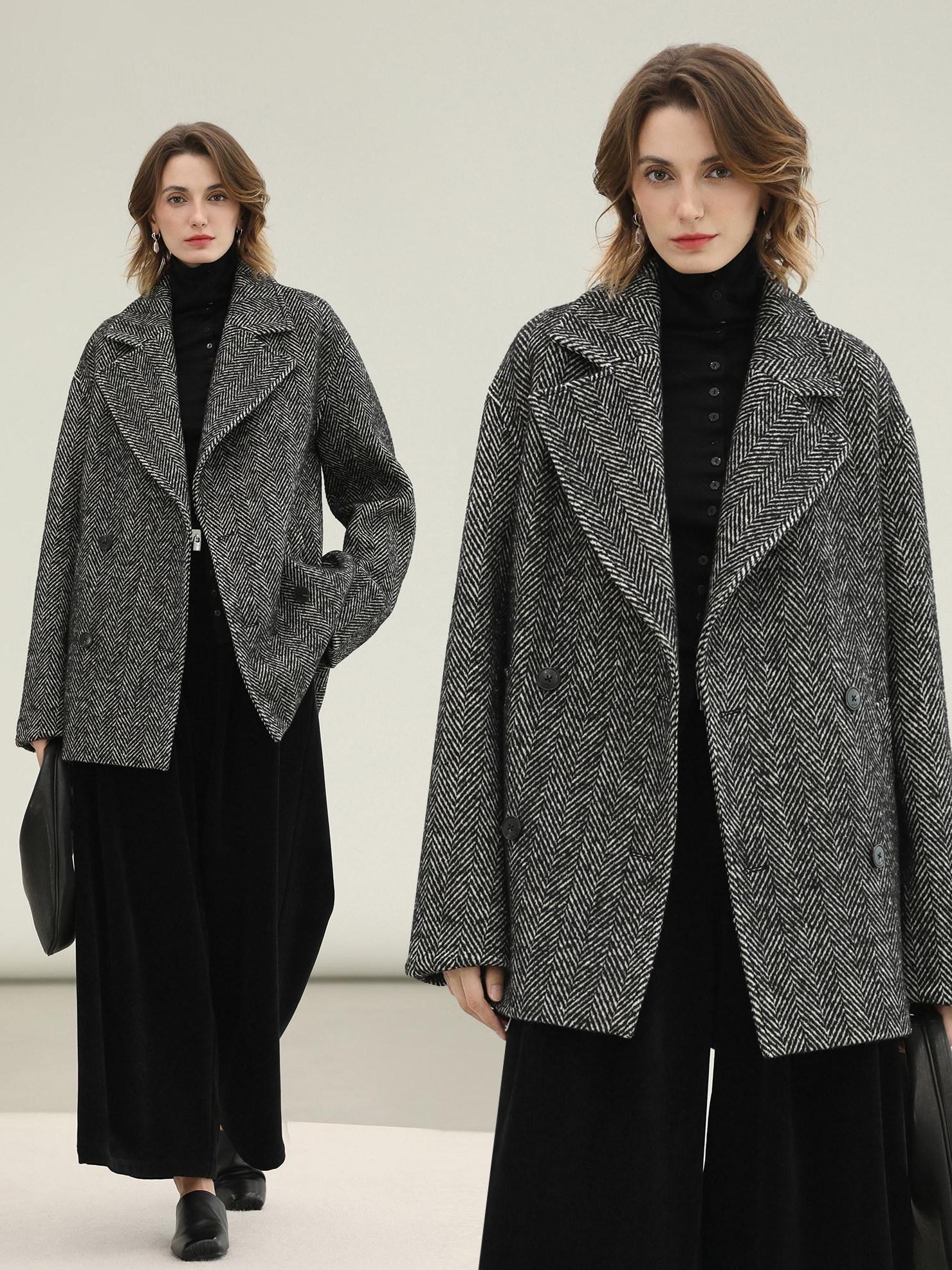 COCOBELLA High Waist Wide Leg Tailored Button Zipper Minimalist Office Work Pockets Pants