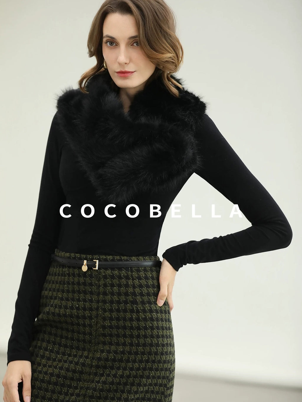 COCOBELLA High Waist Wool Blend Straight Midi Skirt Ladylike Office Workwear Skirts