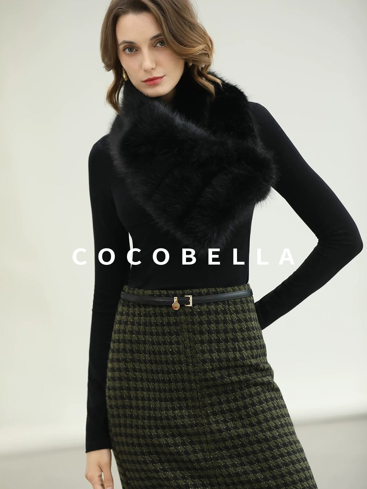 COCOBELLA High Waist Wool Blend Straight Midi Skirt Ladylike Office Workwear Skirts