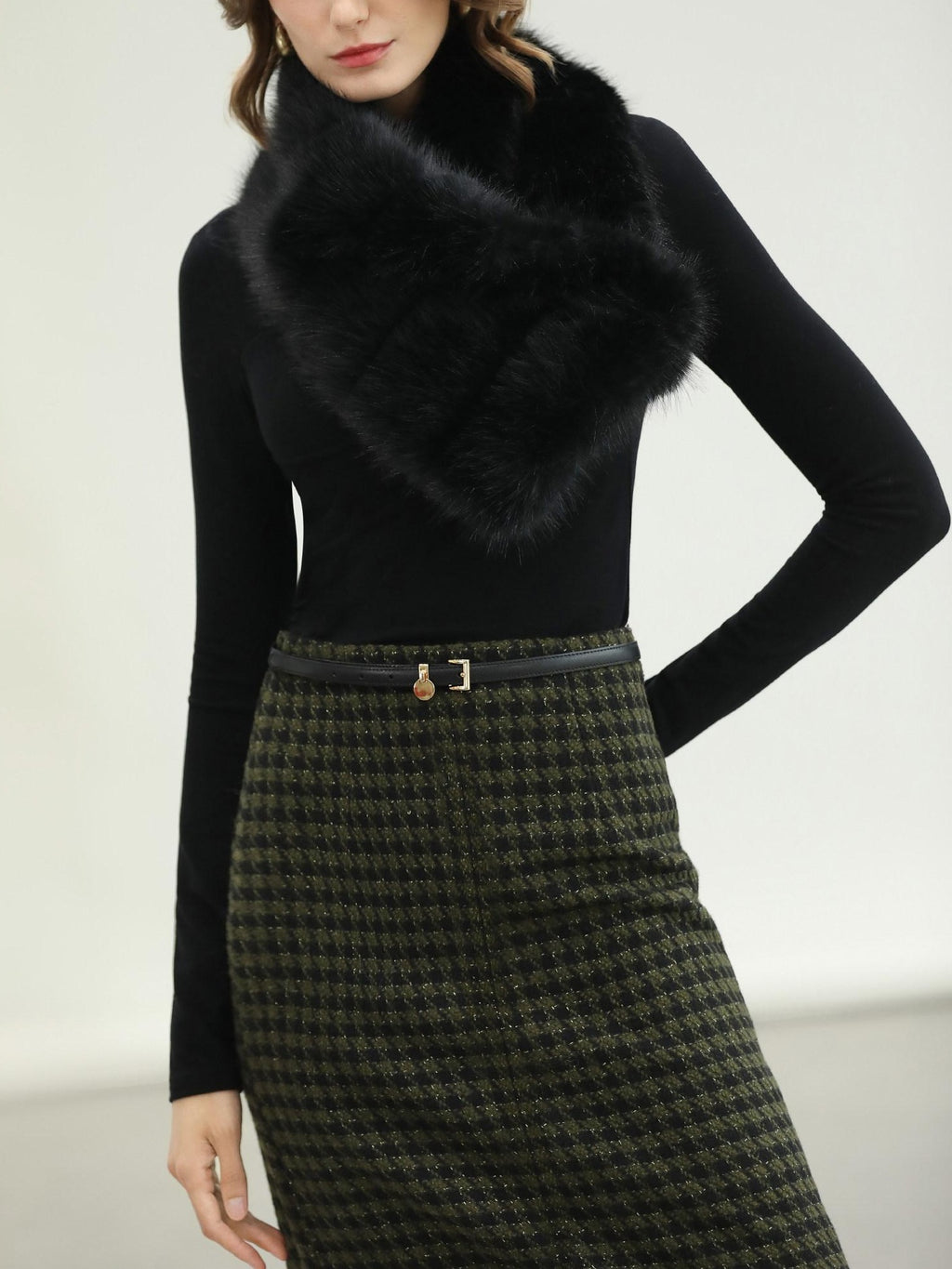 COCOBELLA High Waist Wool Blend Straight Midi Skirt Ladylike Office Workwear Skirts