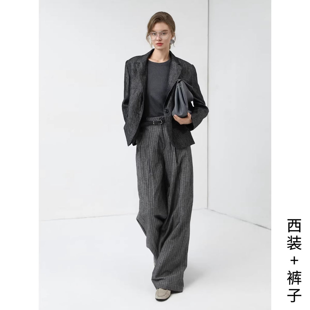 COCOBELLA_High_Waisted_Wide_Leg_Striped_Blazer_Suit_Set_Women_Workwear_Pants_MISSTT