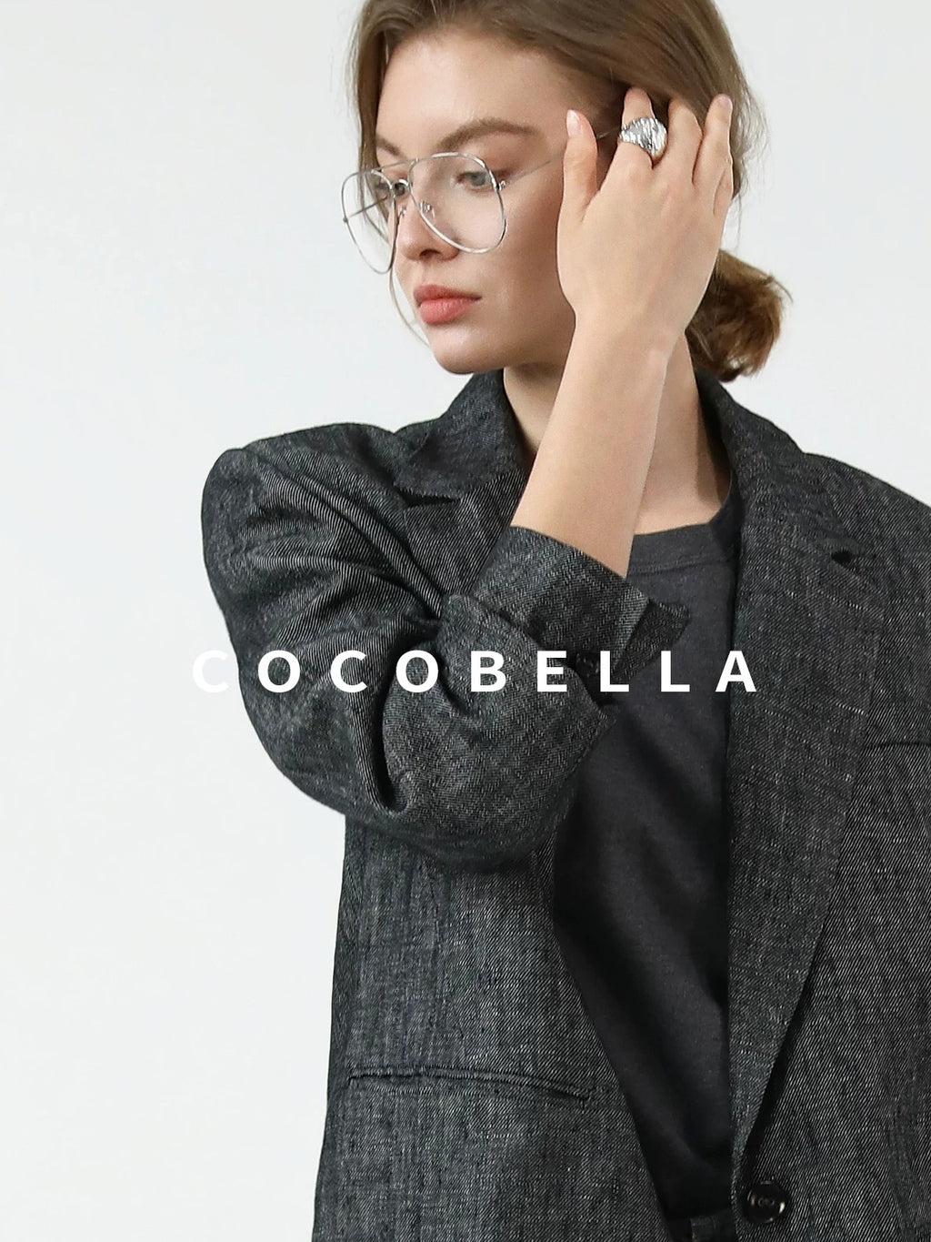 COCOBELLA High Waisted Wide Leg Striped Blazer Suit Set Women Workwear Pants