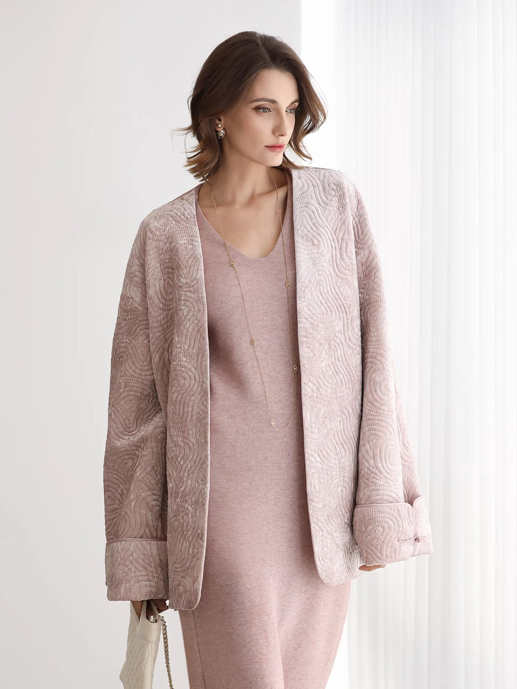 COCOBELLA_Insulated_Stretch_Commuter_Loose_Mid_Length_Women_Velvet_Pink_Padded_Jackets_MISSTT