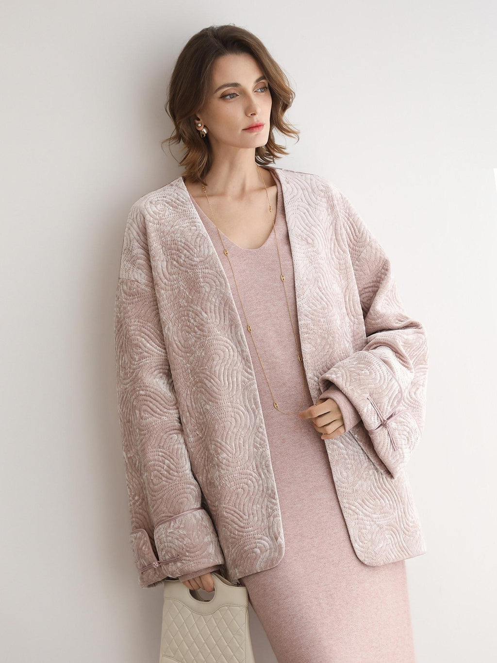 COCOBELLA Insulated Stretch Commuter Loose Mid Length Women Velvet Pink Padded Jackets