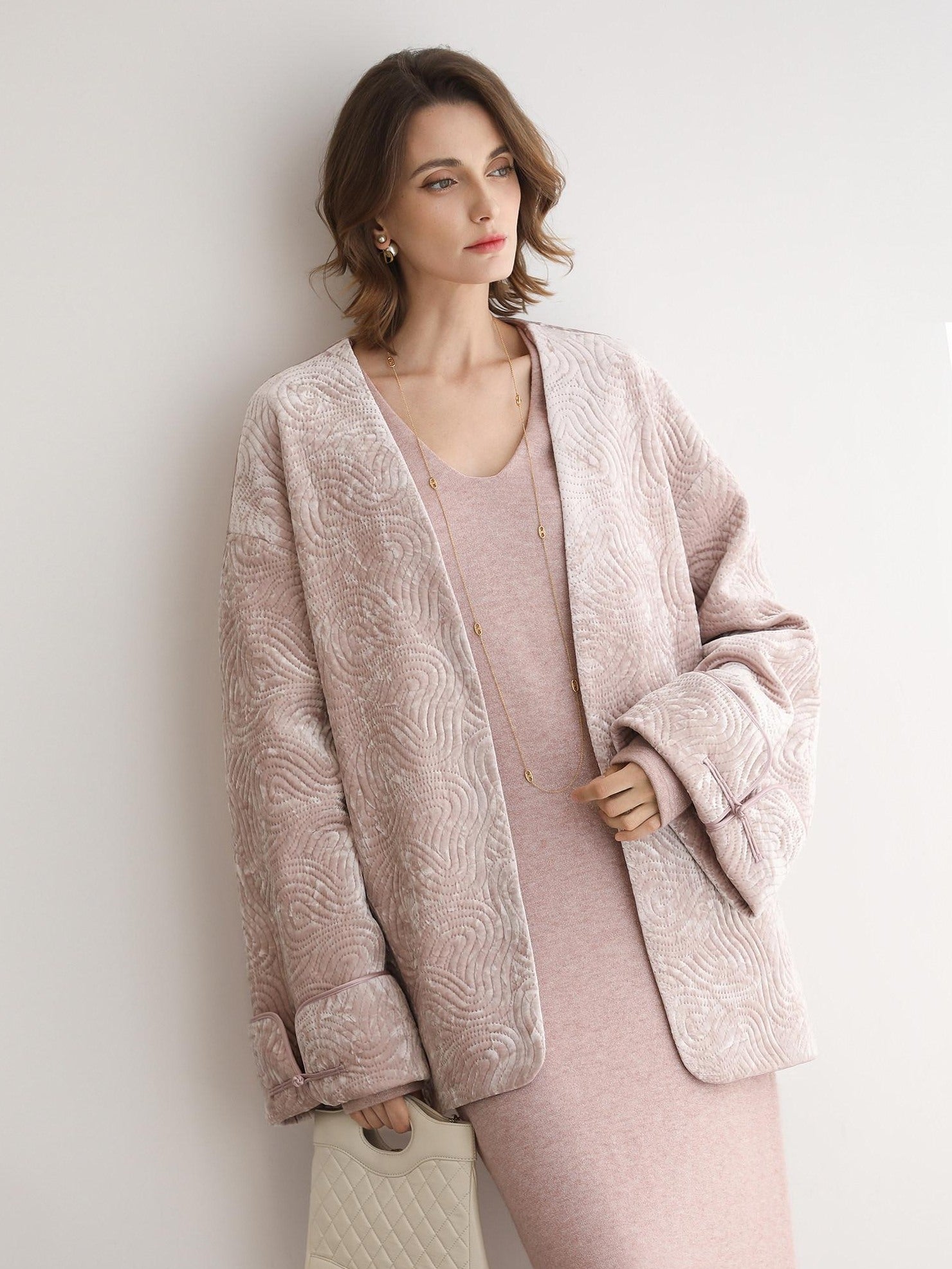 COCOBELLA Insulated Stretch Commuter Loose Mid Length Women Velvet Pink Padded Jackets