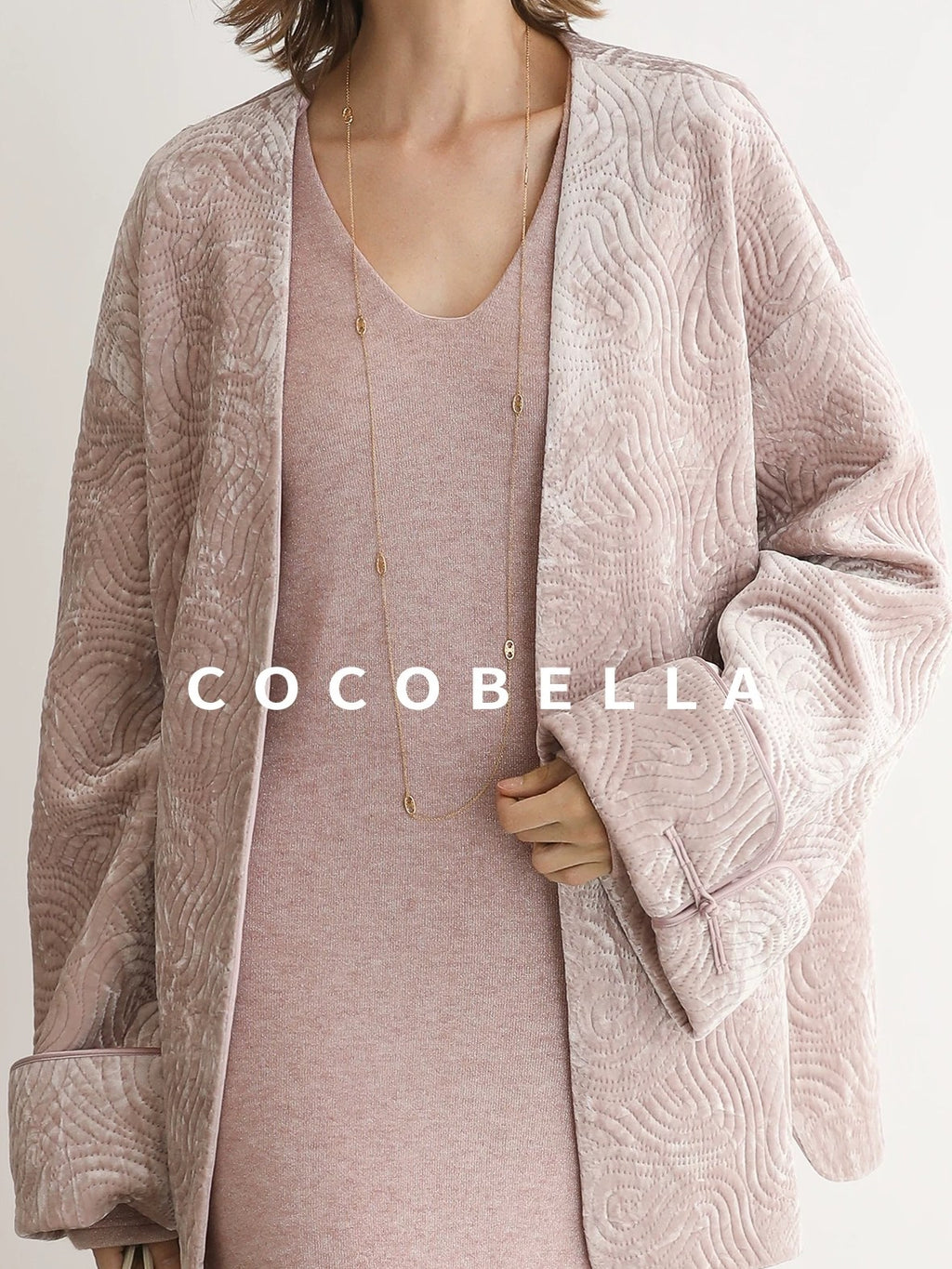 COCOBELLA Insulated Stretch Commuter Loose Mid Length Women Velvet Pink Padded Jackets