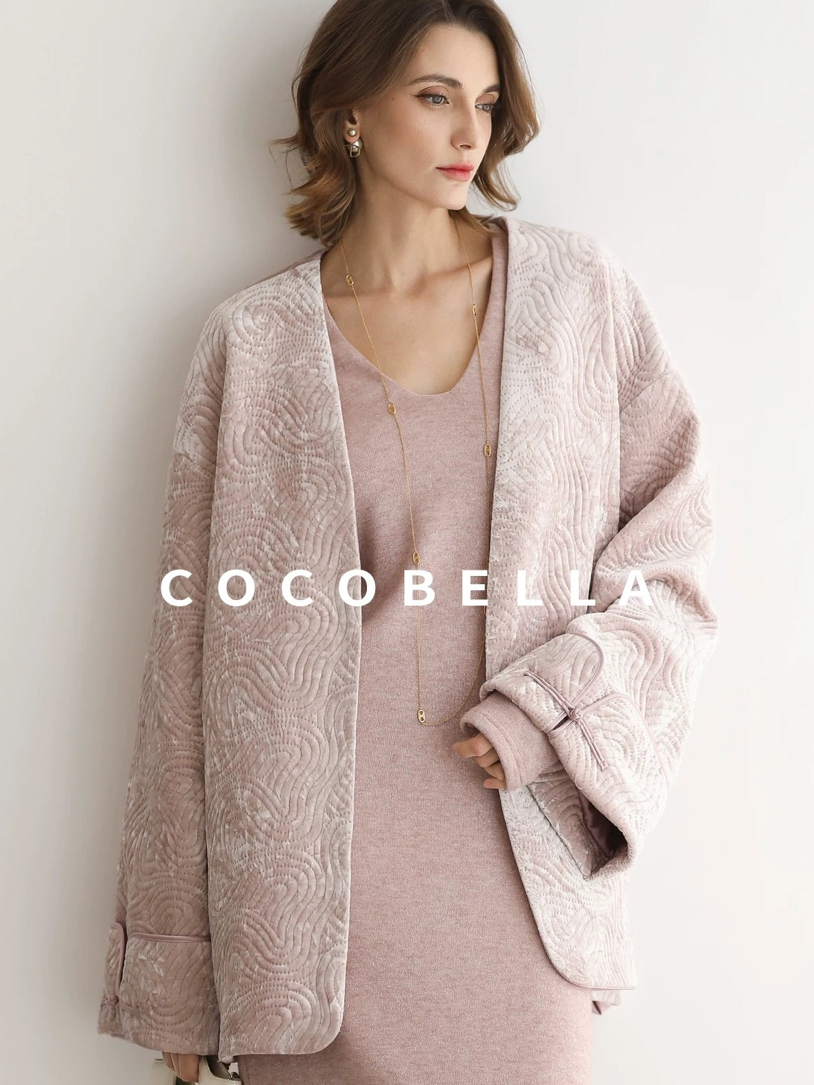 COCOBELLA Insulated Stretch Commuter Loose Mid Length Women Velvet Pink Padded Jackets