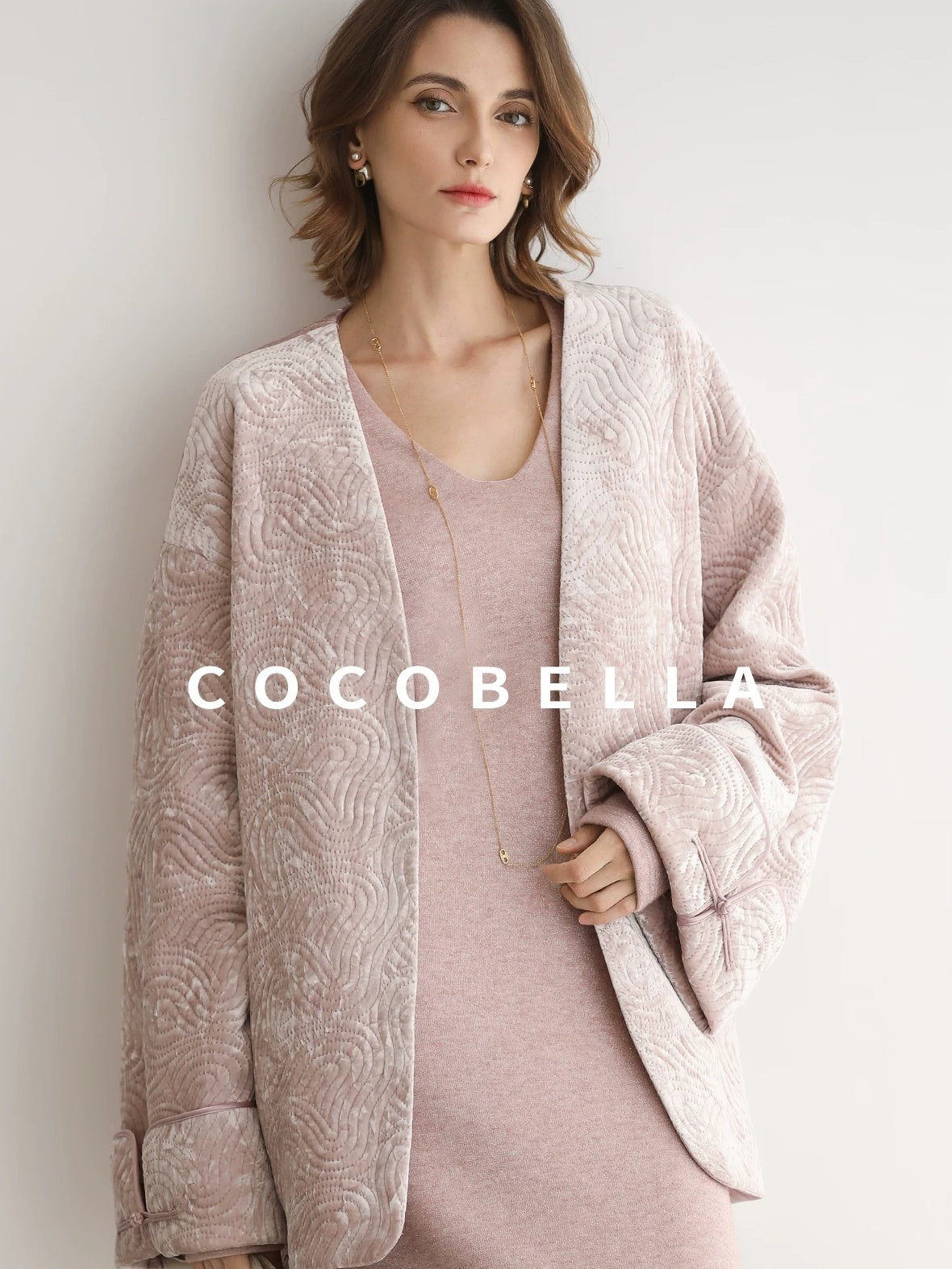 COCOBELLA Insulated Stretch Commuter Loose Mid Length Women Velvet Pink Padded Jackets