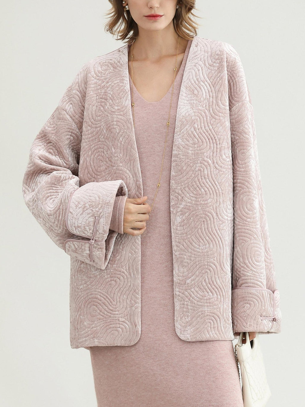 COCOBELLA Insulated Stretch Commuter Loose Mid Length Women Velvet Pink Padded Jackets