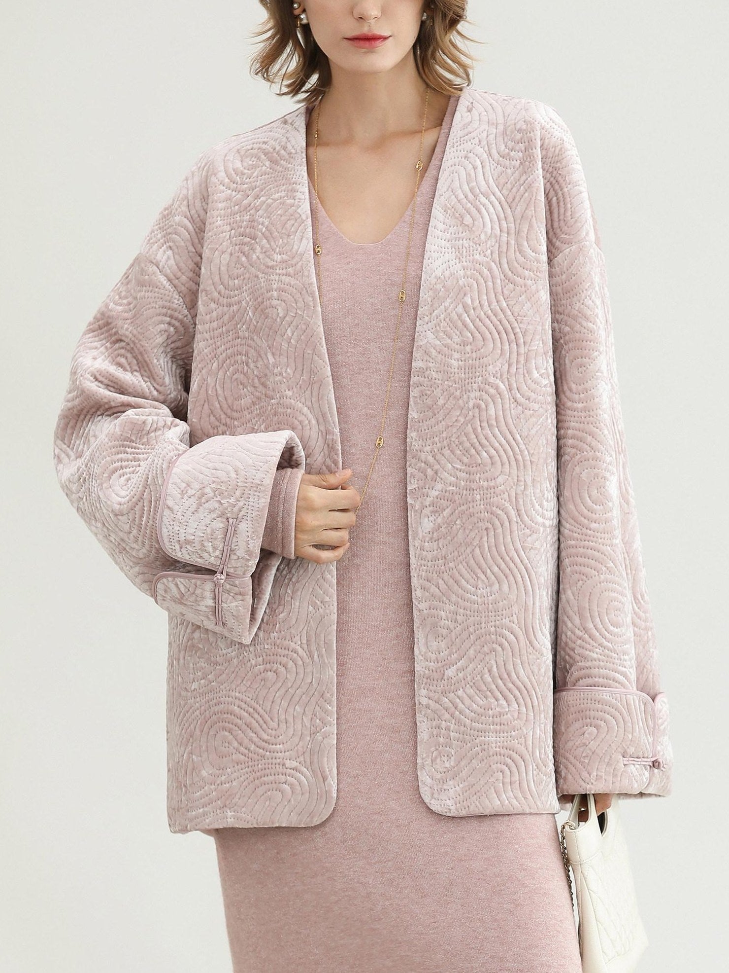 COCOBELLA Insulated Stretch Commuter Loose Mid Length Women Velvet Pink Padded Jackets