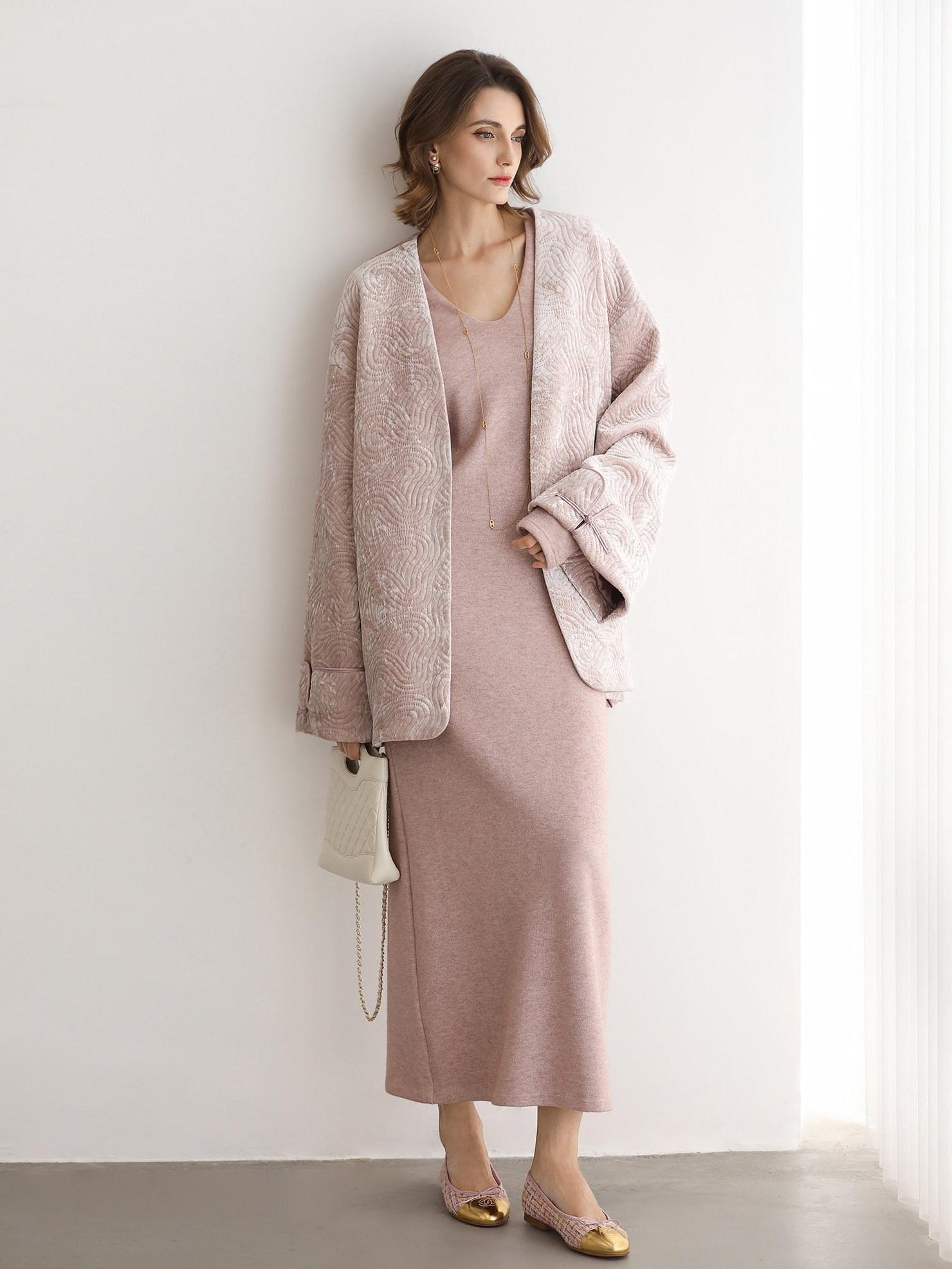 COCOBELLA Insulated Stretch Commuter Loose Mid Length Women Velvet Pink Padded Jackets