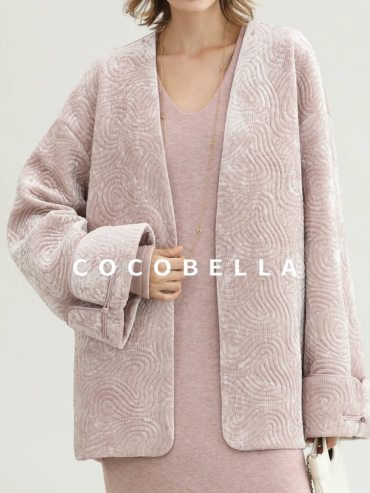 COCOBELLA Insulated Stretch Commuter Loose Mid Length Women Velvet Pink Padded Jackets