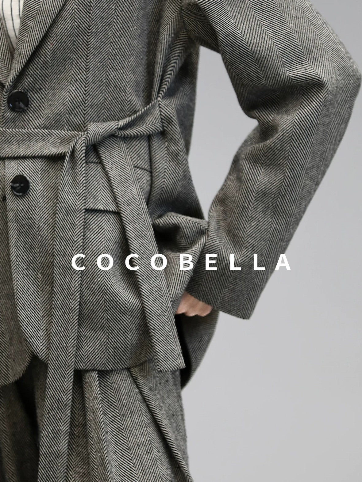 COCOBELLA Jacquard Herringbone Single Button Straight Fit Office Women Pockets Blazers