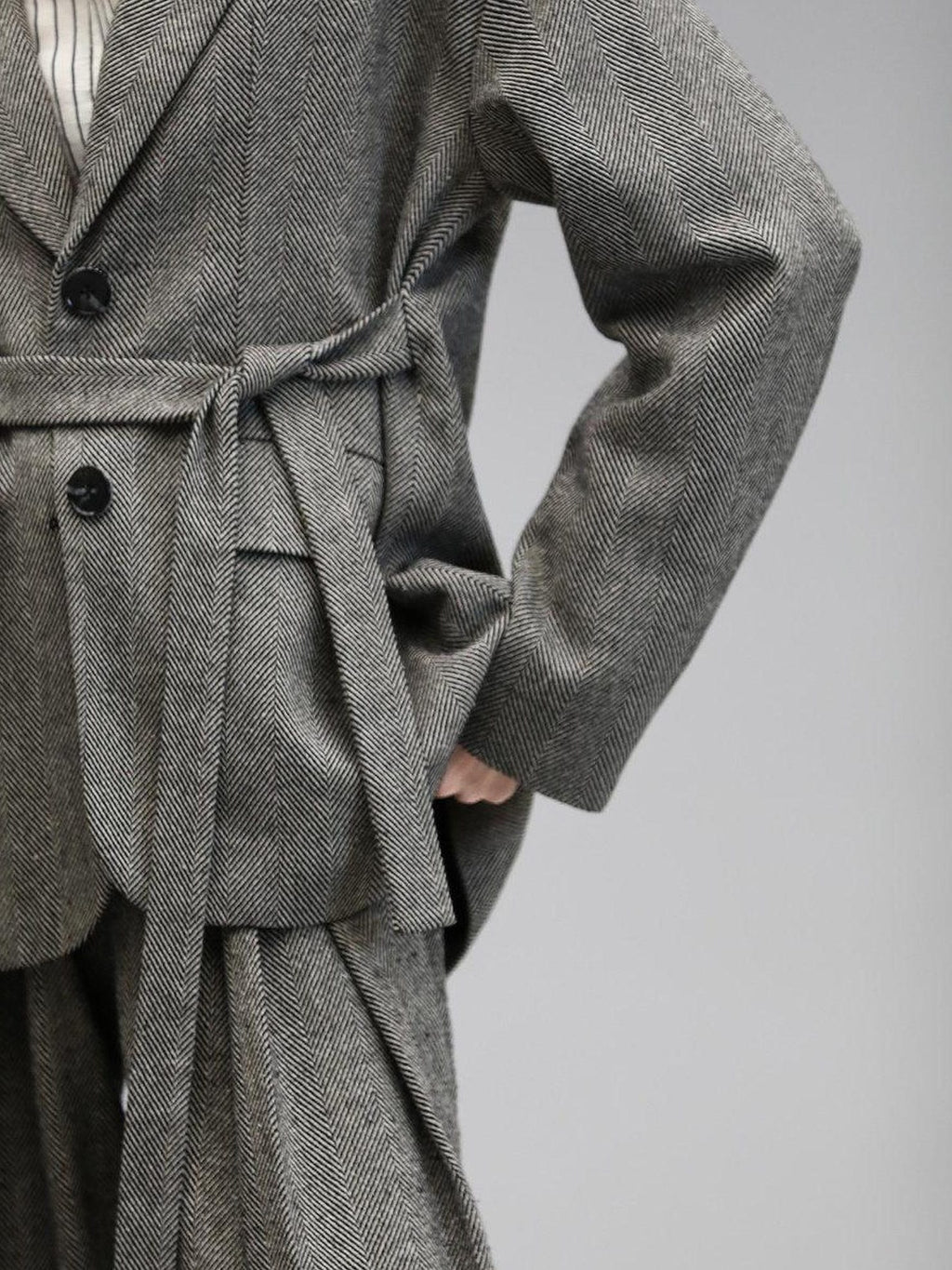 COCOBELLA Jacquard Herringbone Single Button Straight Fit Office Women Pockets Blazers