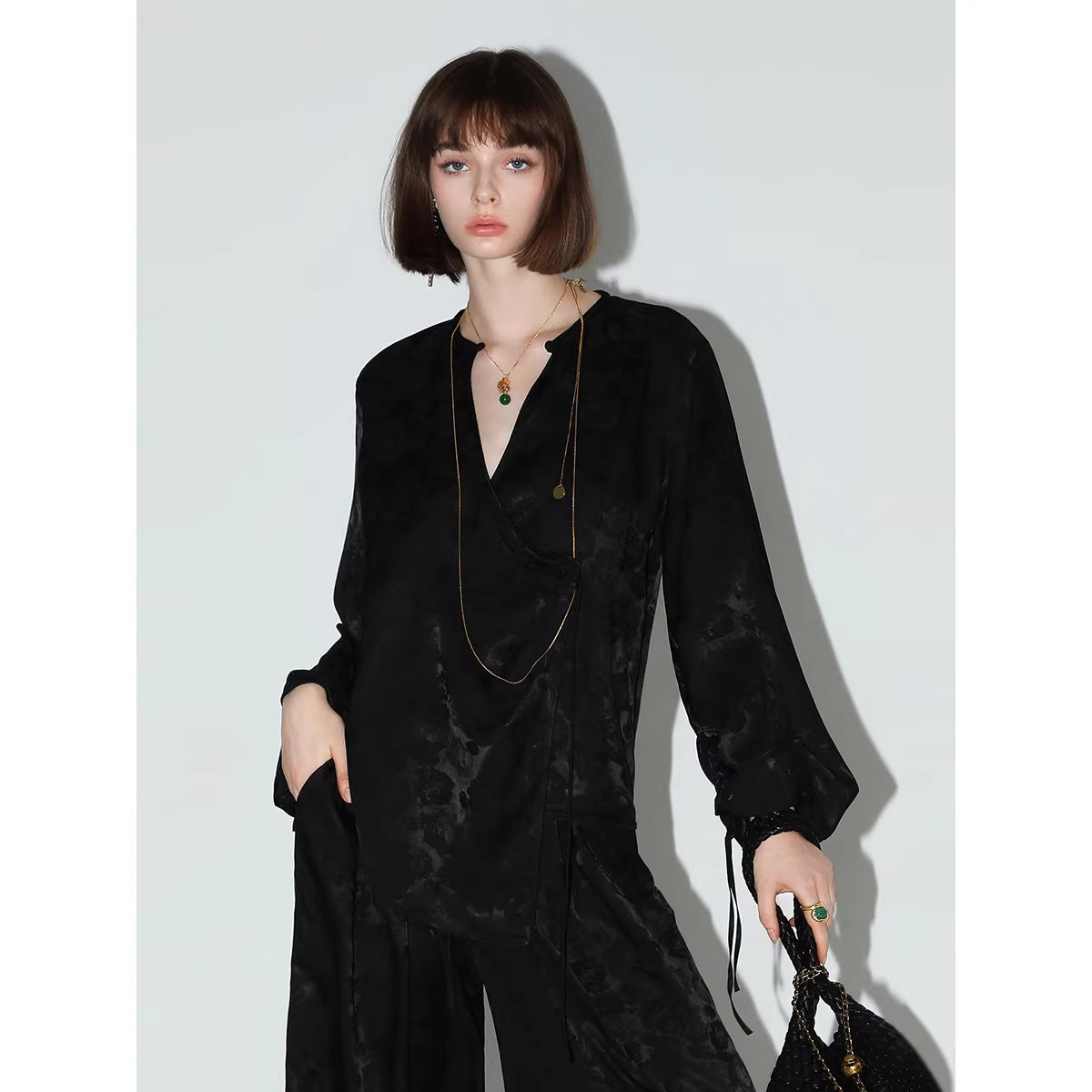 COCOBELLA_Jacquard_Stretch_New_Chinese_Style_Natural_Waist_Straight_Leg_Pants_MISSTT