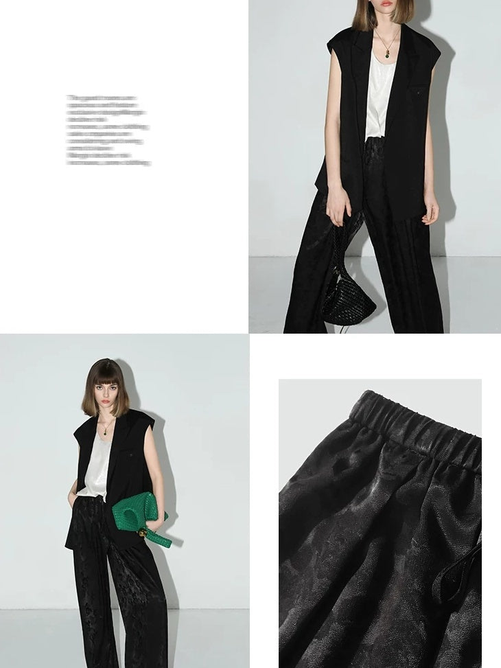 COCOBELLA Jacquard Stretch New Chinese Style Natural Waist Straight Leg Pants