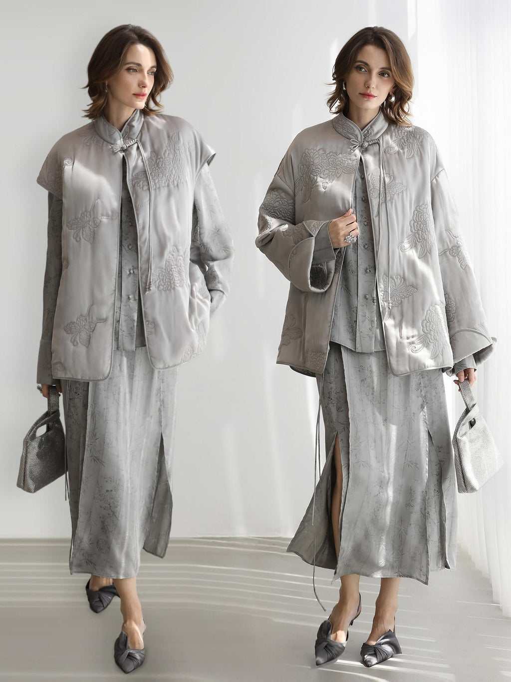 COCOBELLA Jacquard V Neck Long Sleeve Straight Cut Elegant Office Women Rayon Blend Shirts