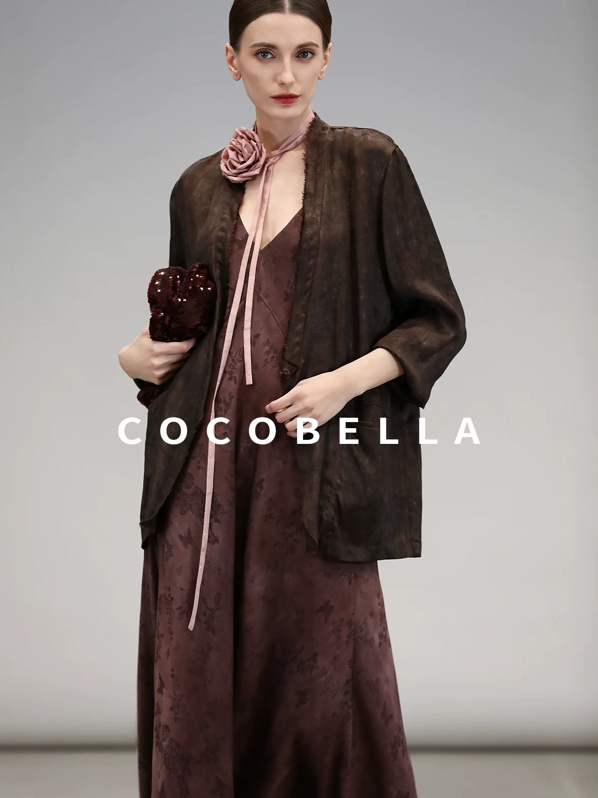 COCOBELLA Jacquard V Neck Neo Chinese A Line Sleeveless Office Travel Polyester Dresses