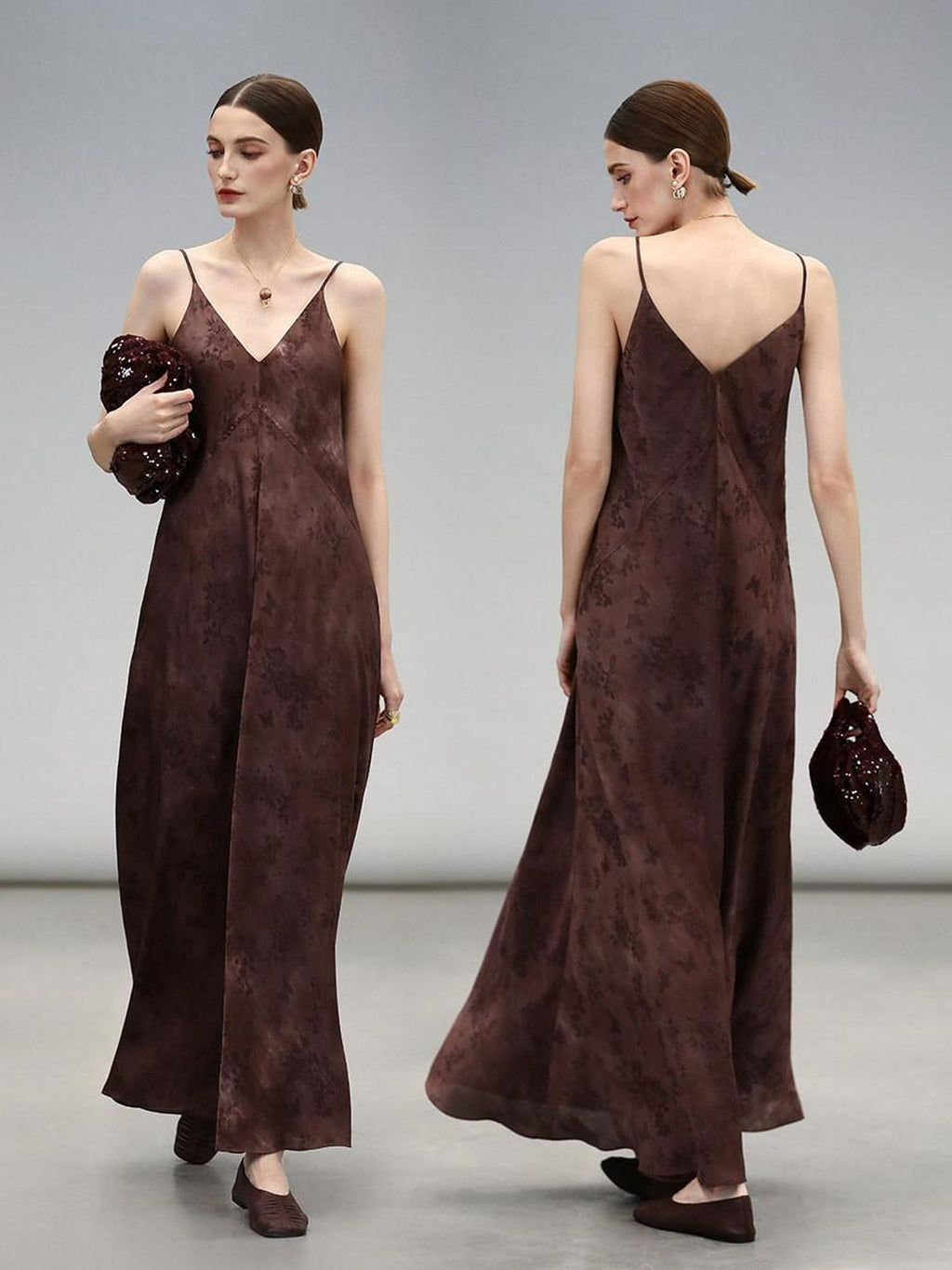 COCOBELLA Jacquard V Neck Neo Chinese A Line Sleeveless Office Travel Polyester Dresses