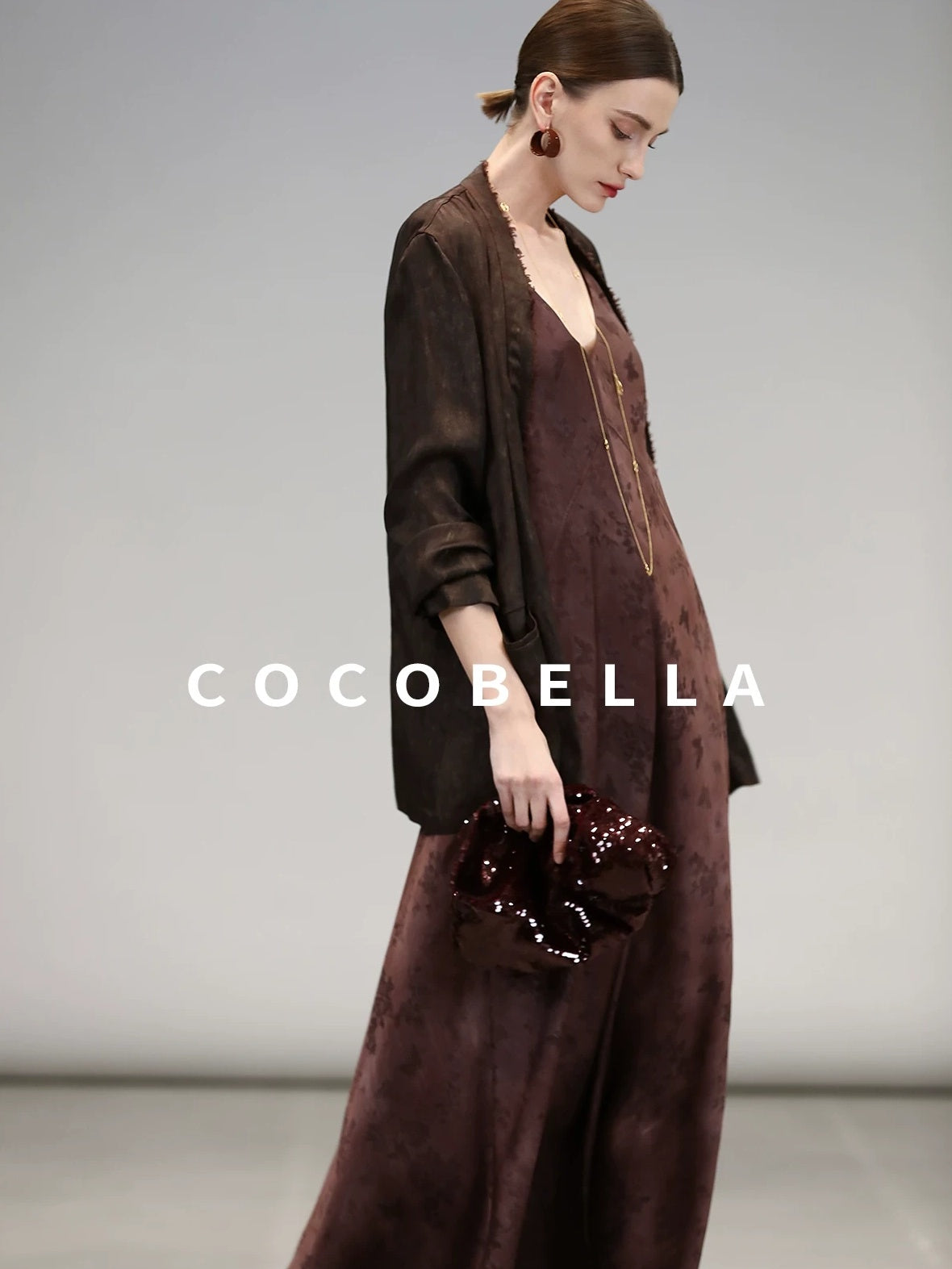 COCOBELLA Jacquard V Neck Neo Chinese A Line Sleeveless Office Travel Polyester Dresses