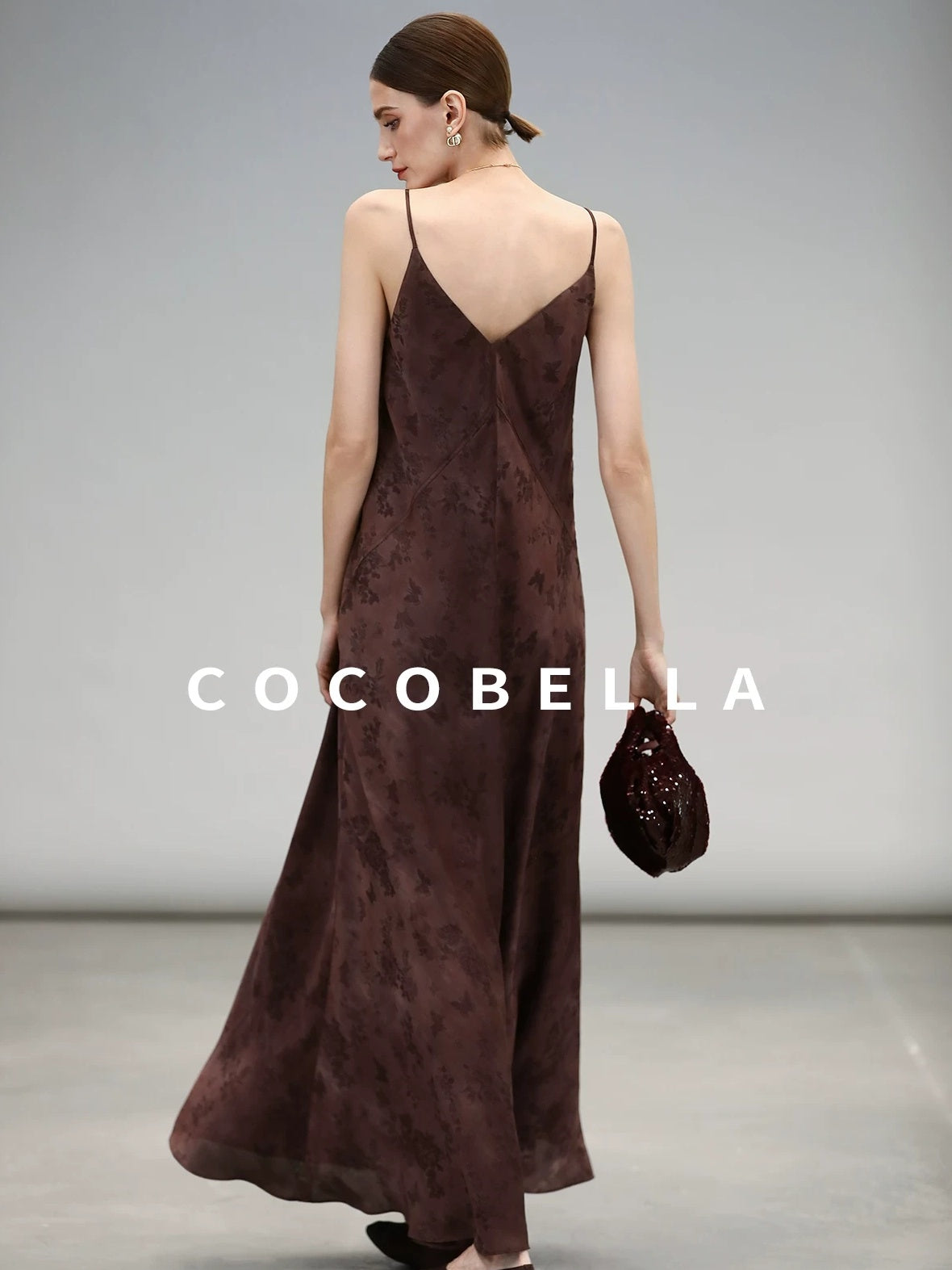 COCOBELLA Jacquard V Neck Neo Chinese A Line Sleeveless Office Travel Polyester Dresses