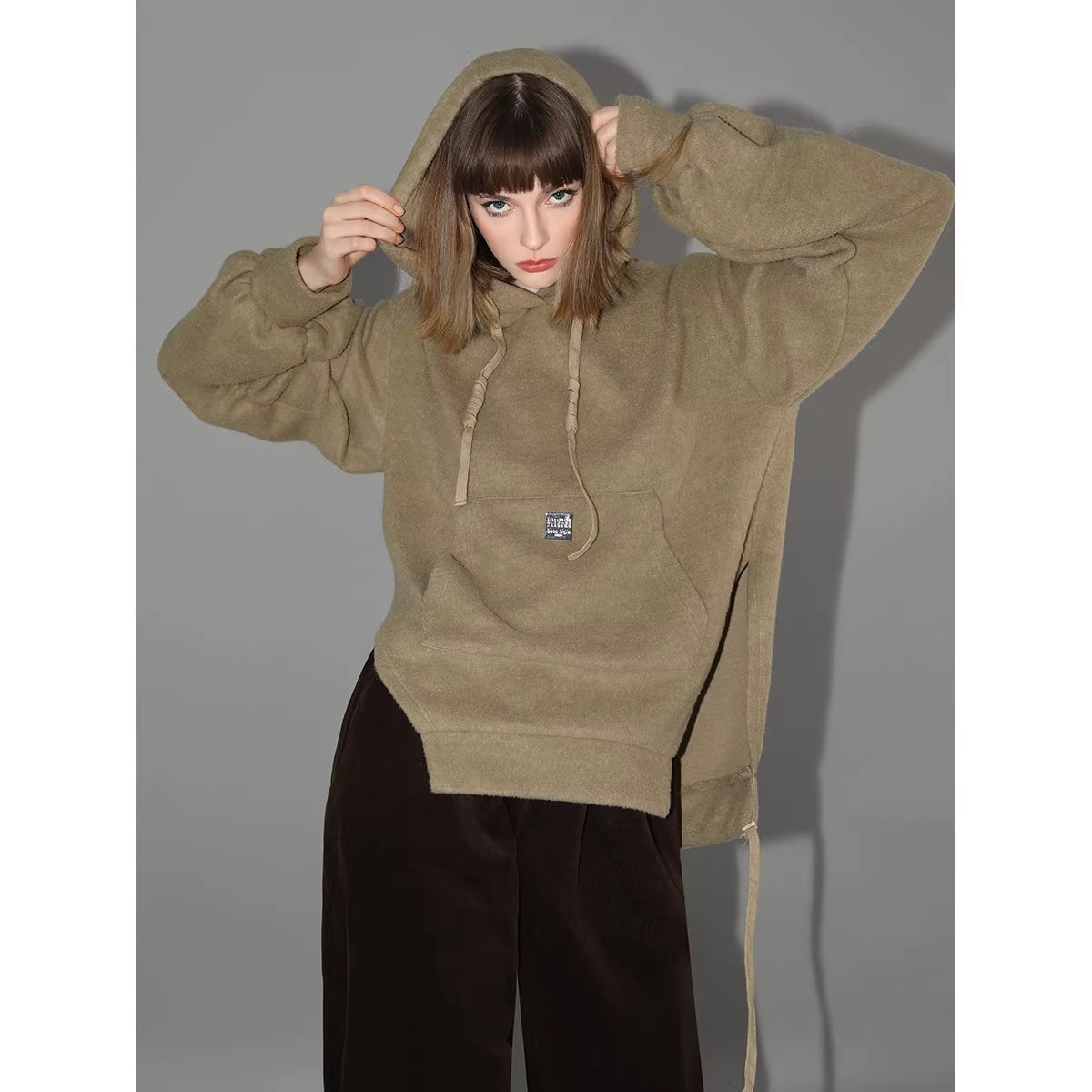 COCOBELLA_Kangaroo_Pocket_Drawstring_Streetwear_Loose_Fit_Lantern_Sleeves_Hooded_Hoodies_MISSTT